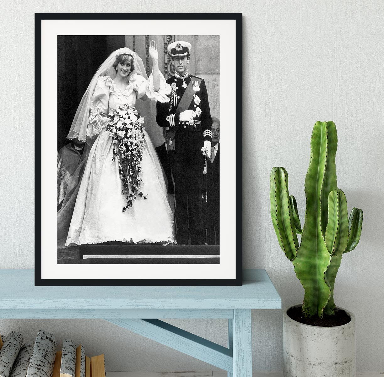 Princess Diana and Prince Charles at their wedding St Pauls Framed Print - Canvas Art Rocks - 1