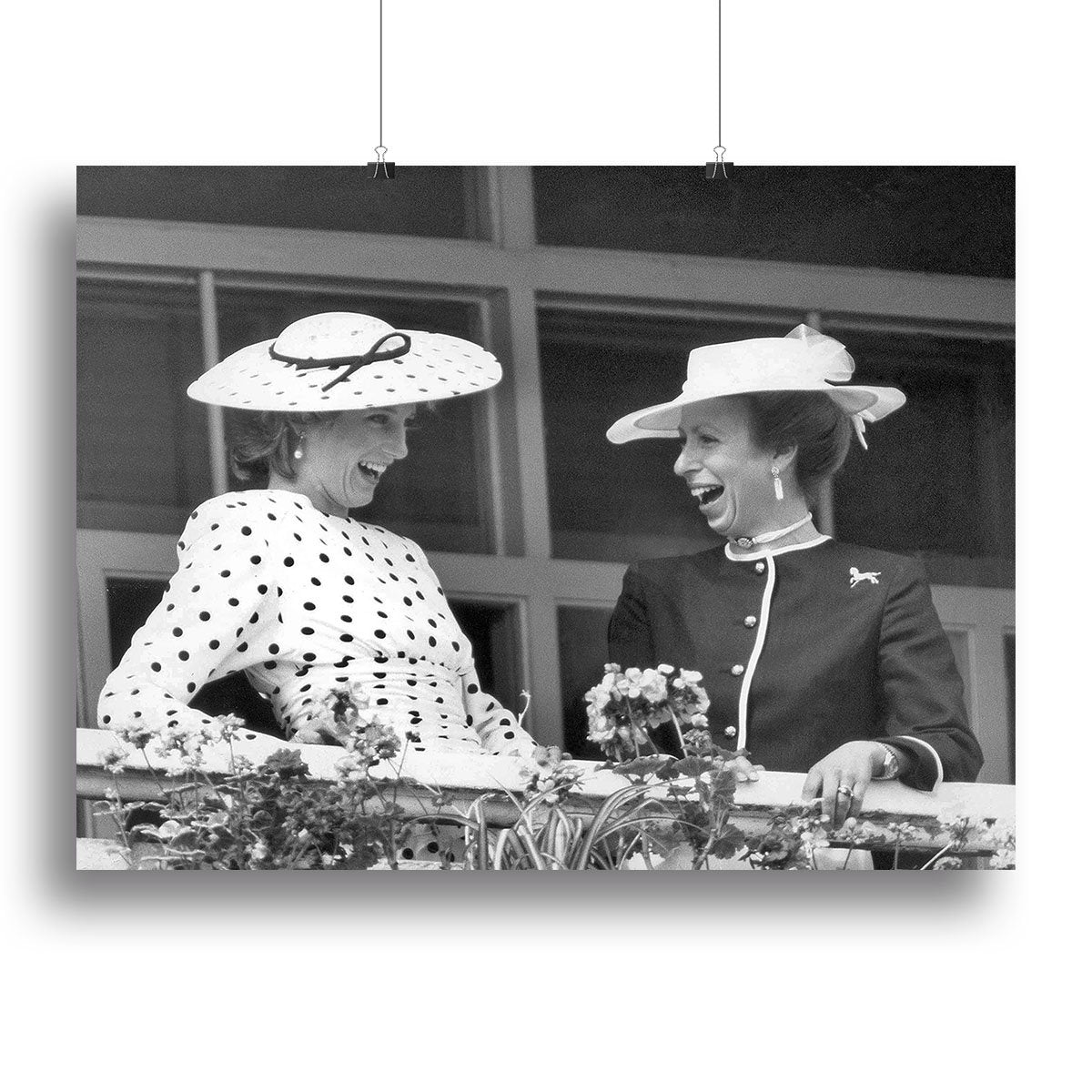 Princess Diana and Princess Anne sharing a laugh at the races Canvas Print or Poster