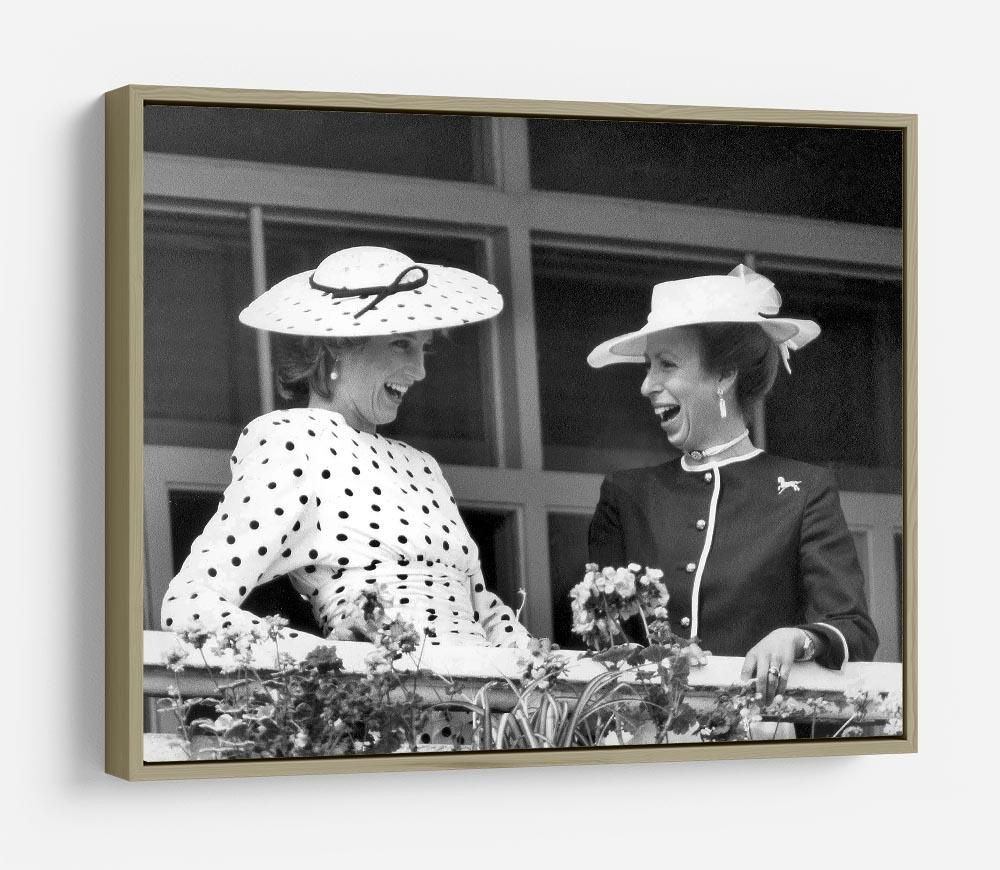 Princess Diana and Princess Anne sharing a laugh at the races HD Metal Print