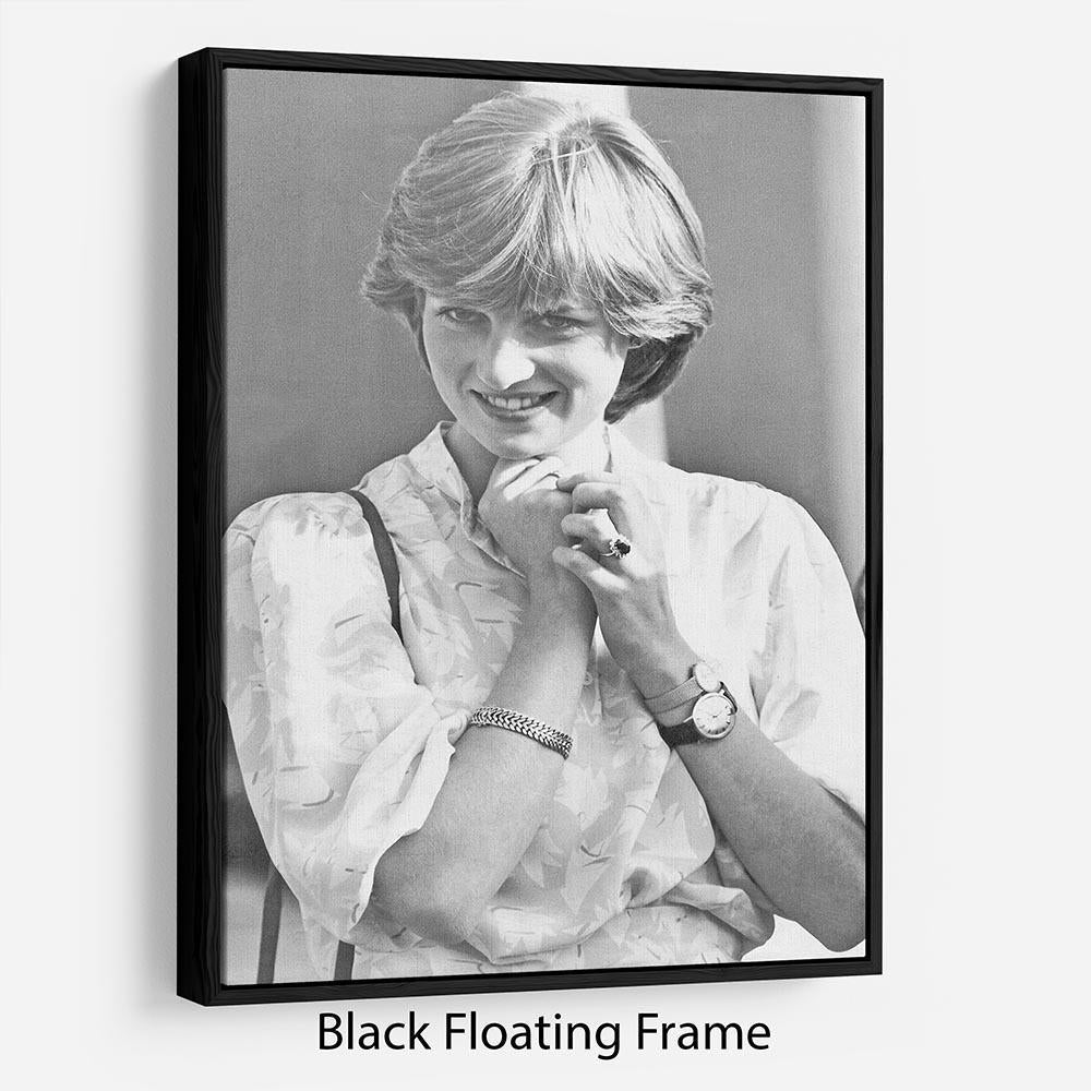 Princess Diana applauding Prince Charles playing polo Floating Frame Canvas
