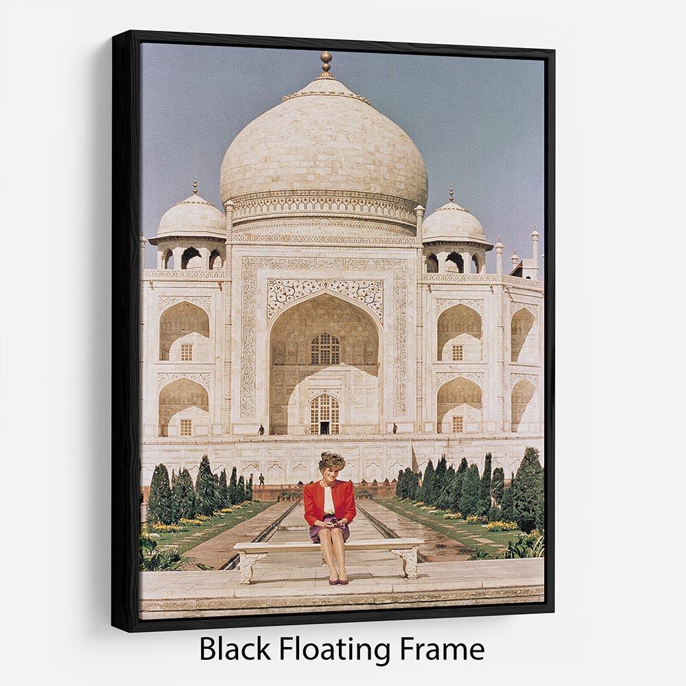 Princess Diana at the Taj Mahal in India Floating Frame Canvas