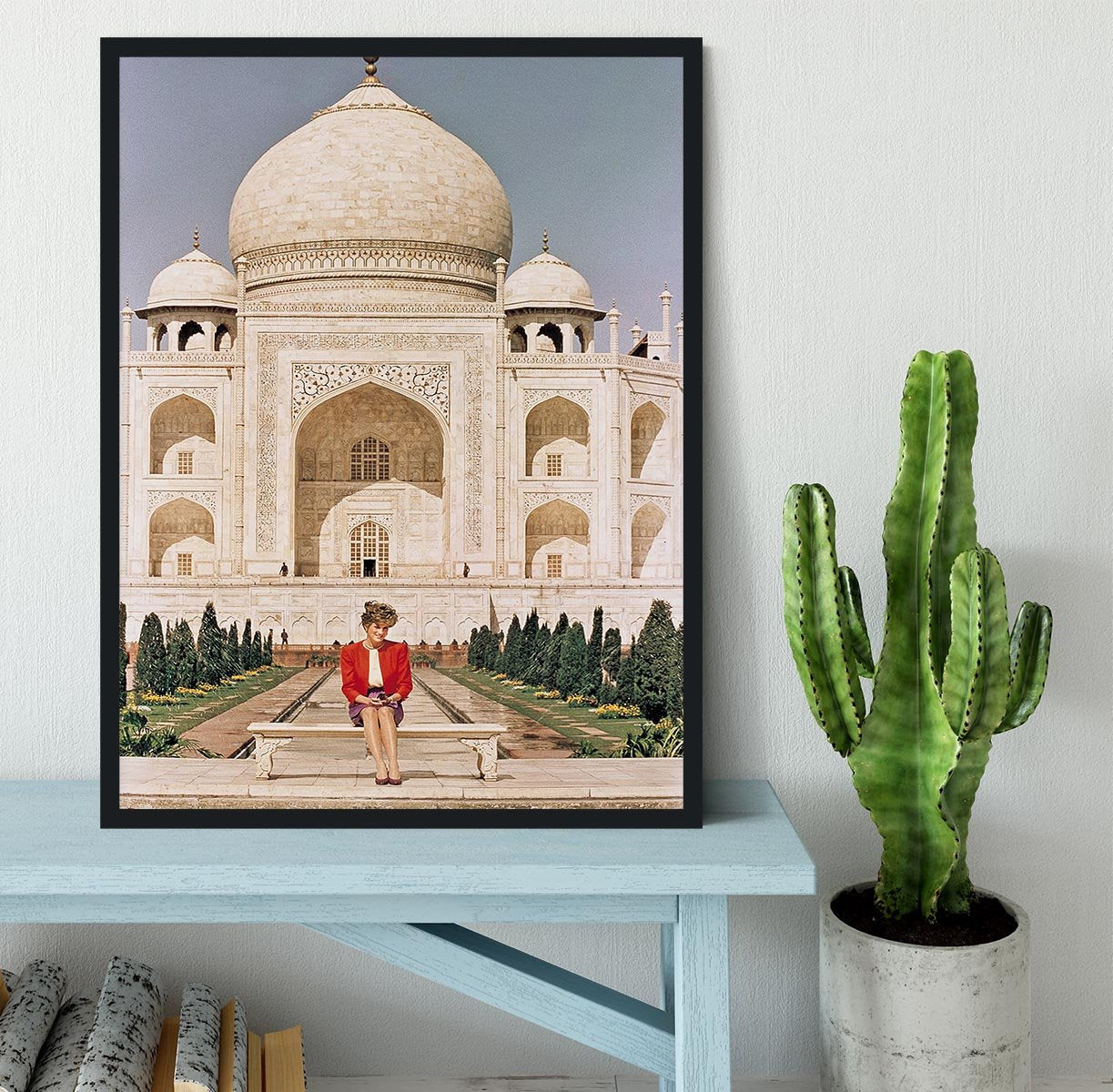 Princess Diana at the Taj Mahal in India Framed Print - Canvas Art Rocks - 2
