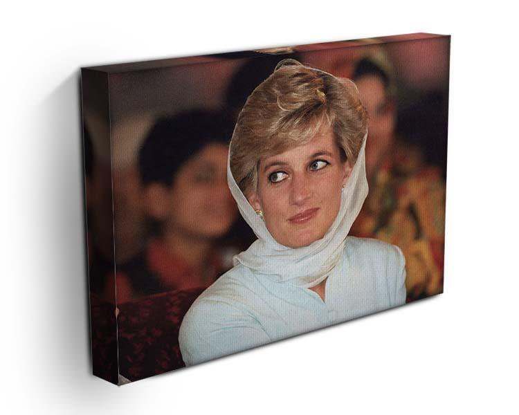 Princess Diana in Lahore wearing a white headscarf Canvas Print or Poster - Canvas Art Rocks - 3