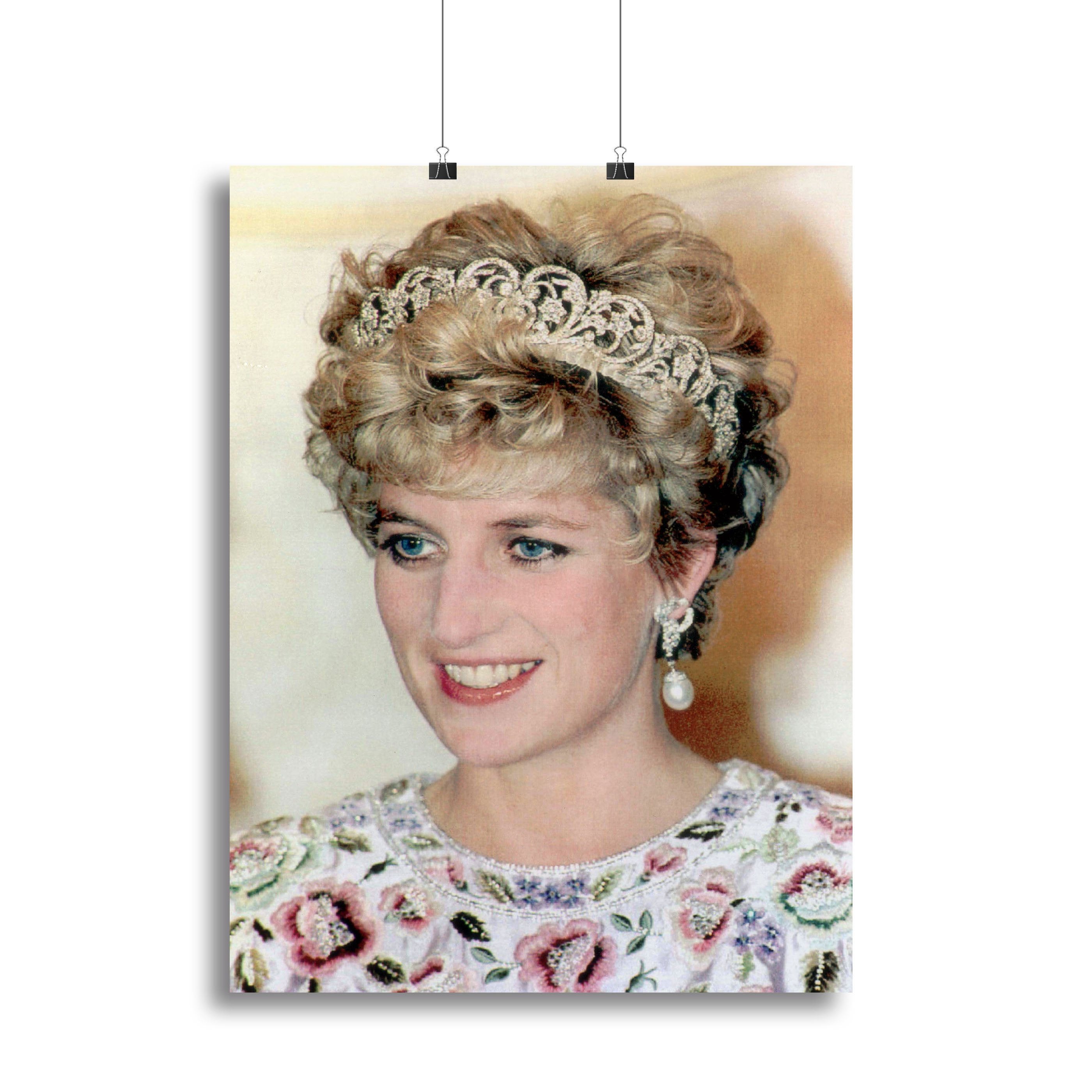 Princess Diana in a tiara at a dinner in Seoul South Korea Canvas Print or Poster
