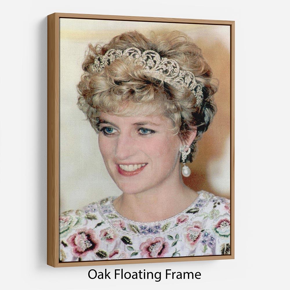 Princess Diana in a tiara at a dinner in Seoul South Korea Floating Frame Canvas