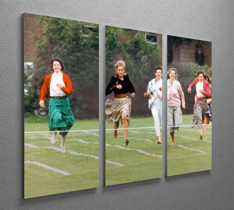 Princess Diana in the mothers race at Harrys school 3 Split Panel Canvas Print - Canvas Art Rocks - 2
