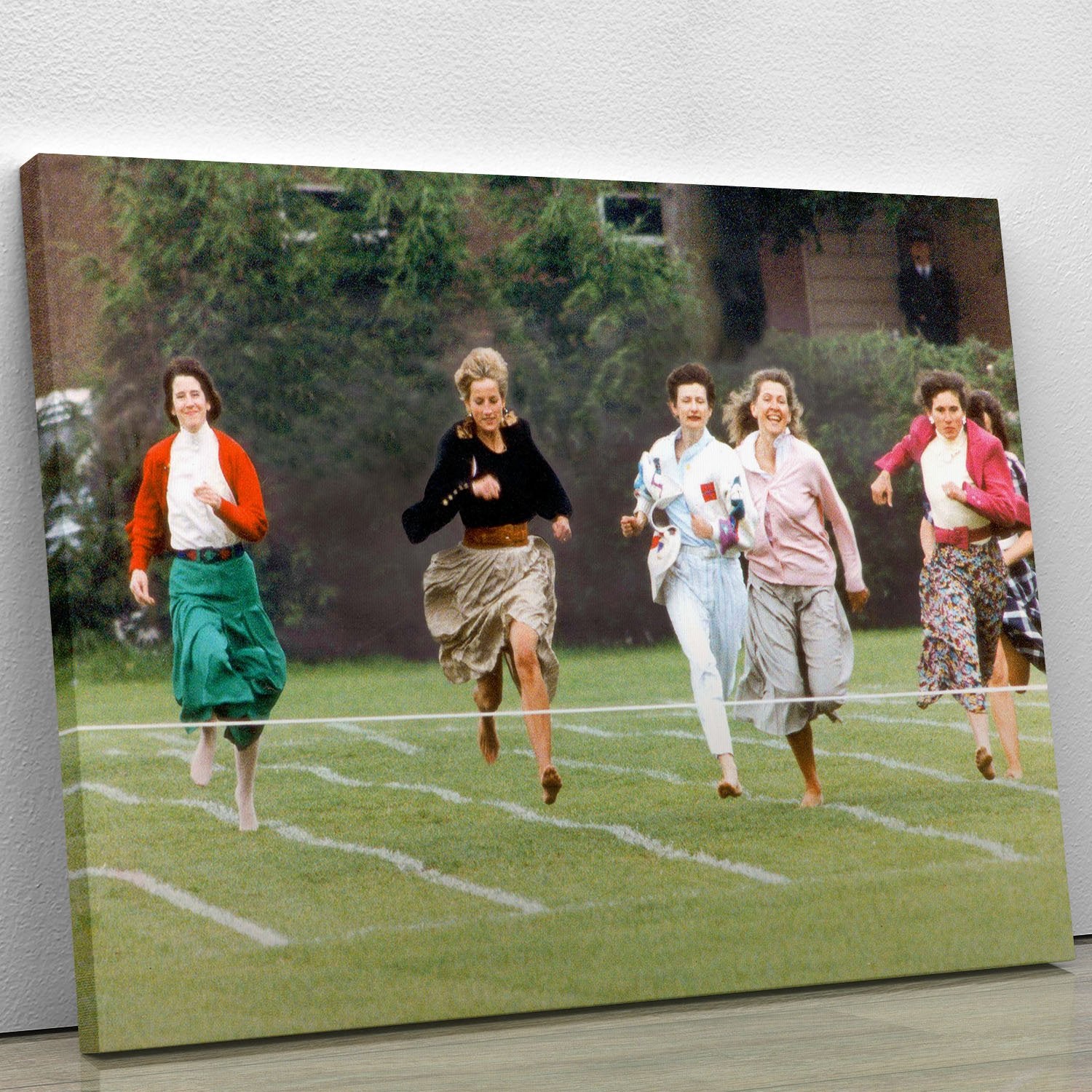 Princess Diana in the mothers race at Harrys school Canvas Print or Poster