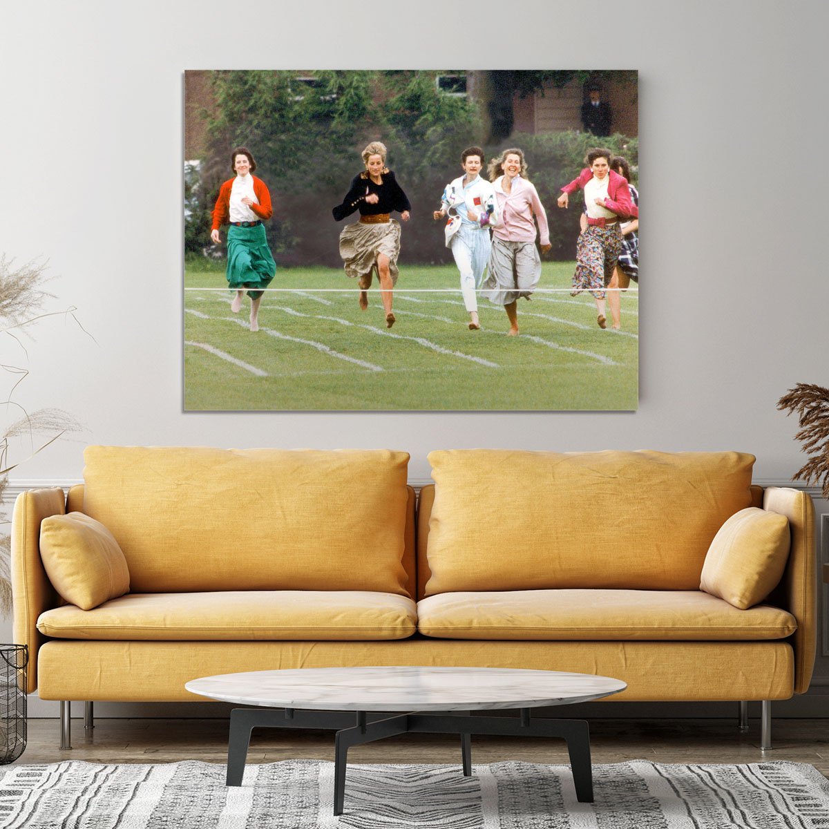 Princess Diana in the mothers race at Harrys school Canvas Print or Poster