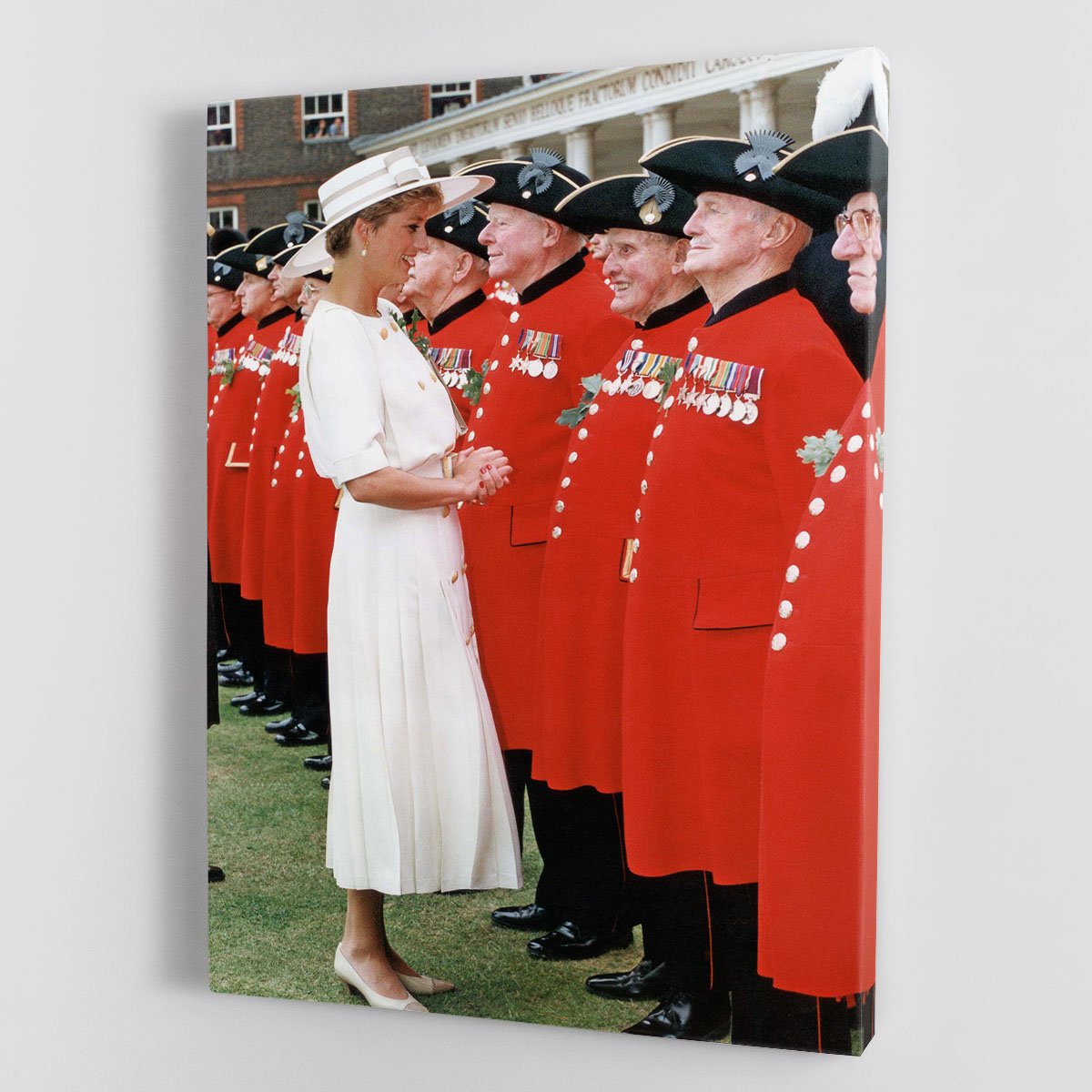 Princess Diana meeting pensioners at Royal Hospital Chelsea Canvas Print or Poster