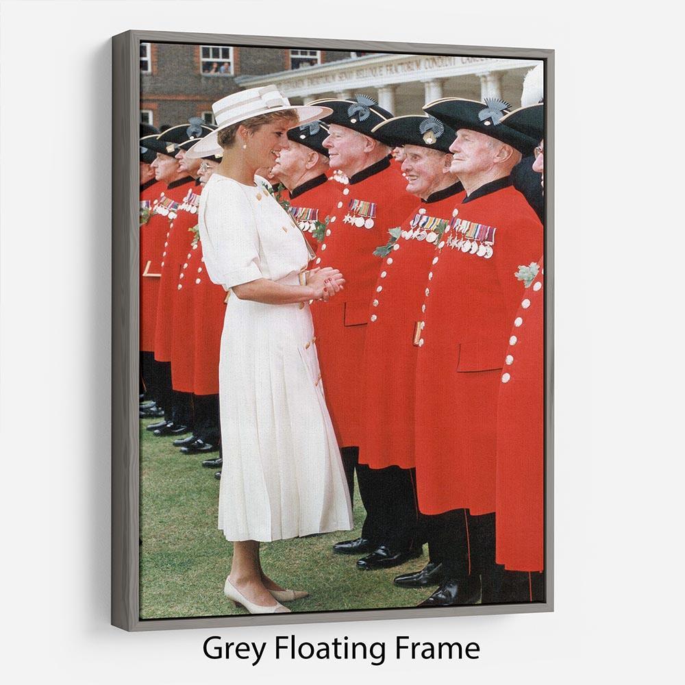 Princess Diana meeting pensioners at Royal Hospital Chelsea Floating Frame Canvas
