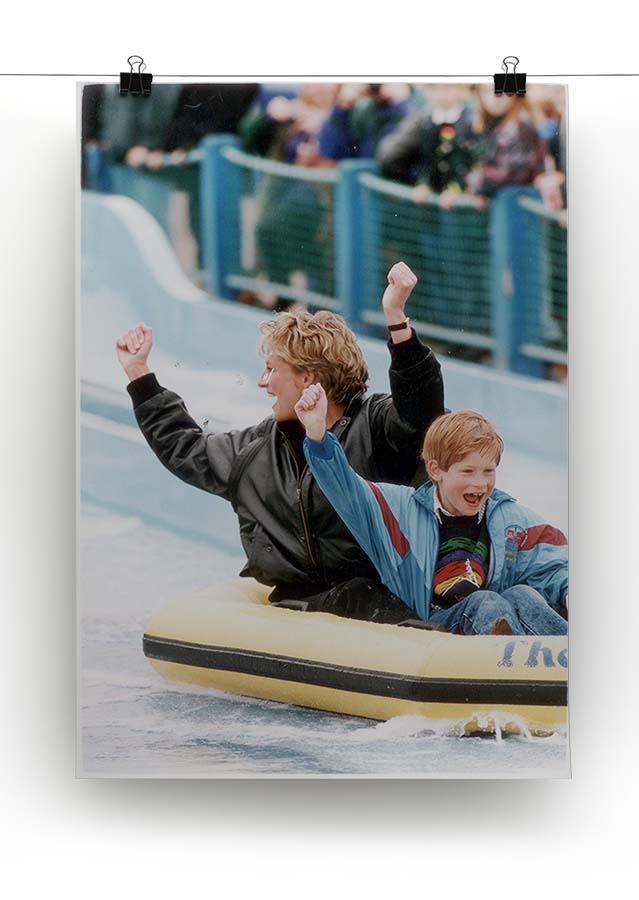 Princess Diana with Prince Harry on a water ride Canvas Print or Poster - Canvas Art Rocks - 2