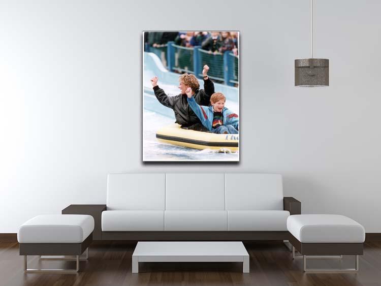 Princess Diana with Prince Harry on a water ride Canvas Print or Poster - Canvas Art Rocks - 4