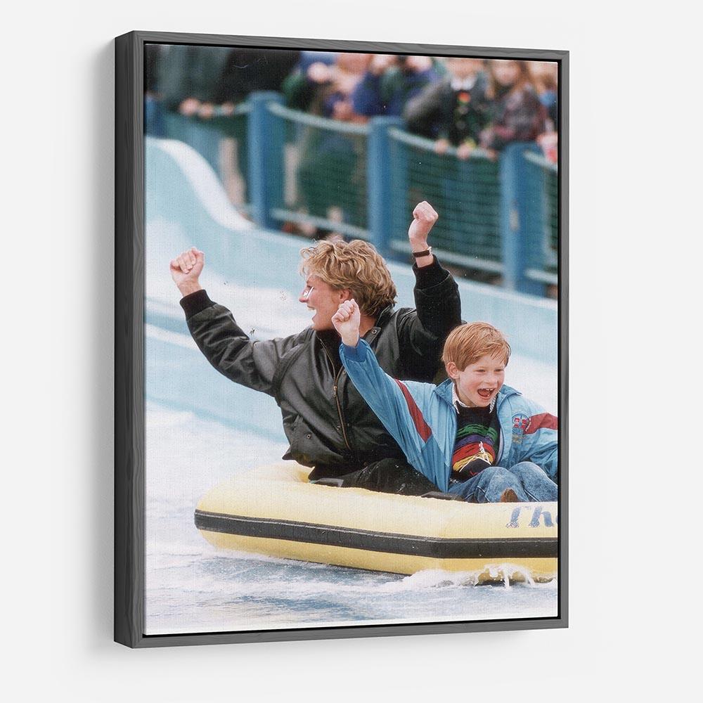 Princess Diana with Prince Harry on a water ride HD Metal Print