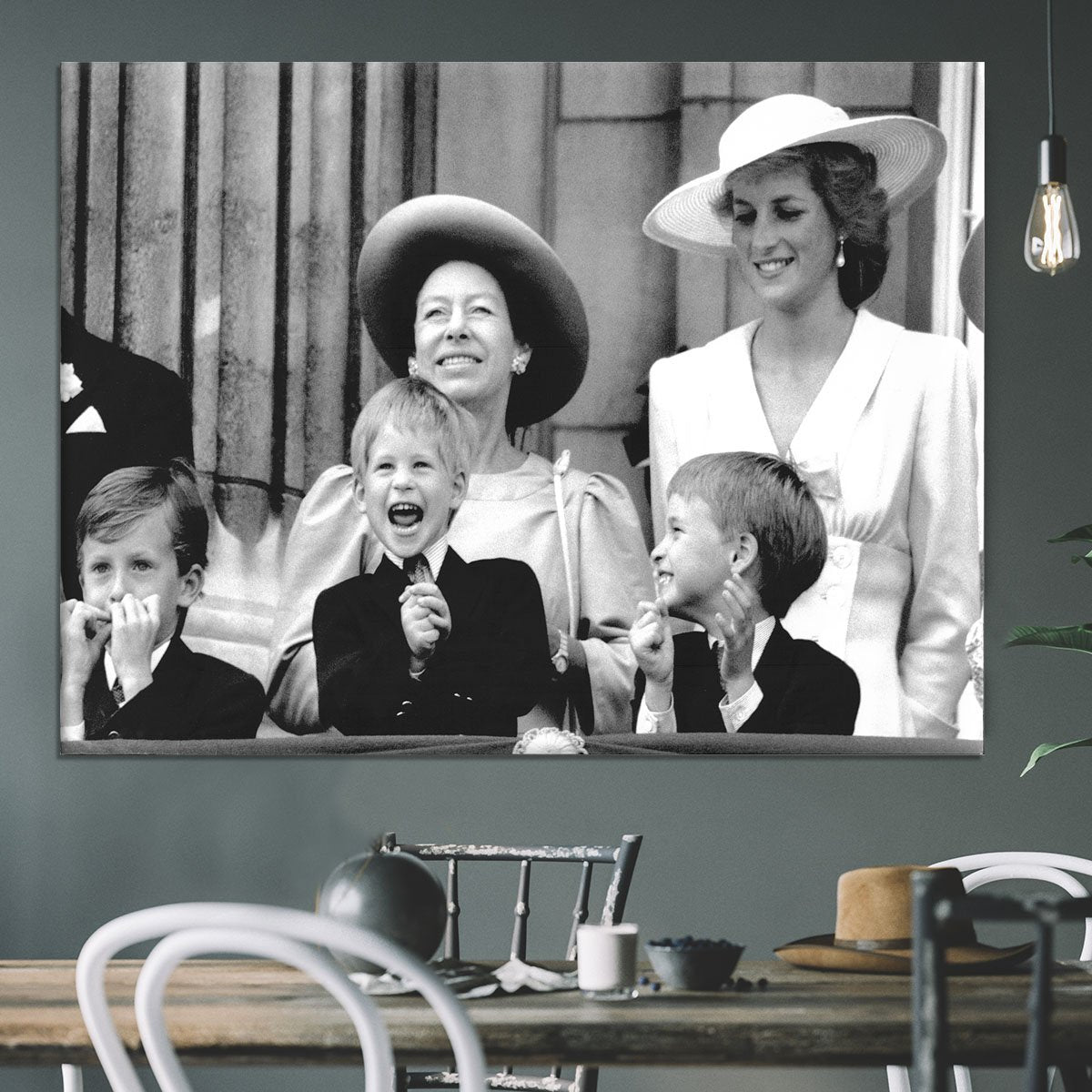 Princess Diana with Prince Harry watching Trooping the Colour Canvas Print or Poster