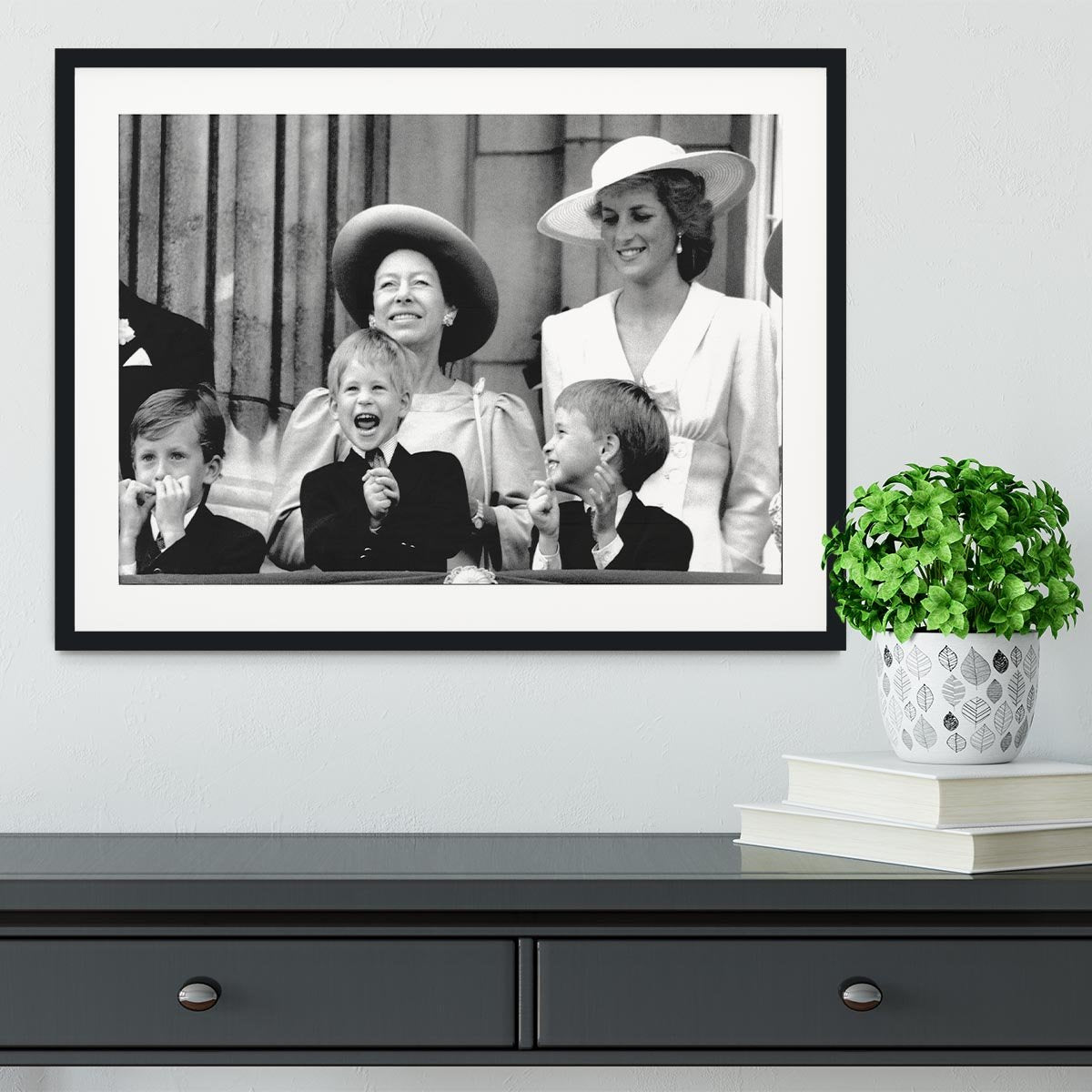 Princess Diana with Prince Harry watching Trooping the Colour Framed Print - Canvas Art Rocks - 1