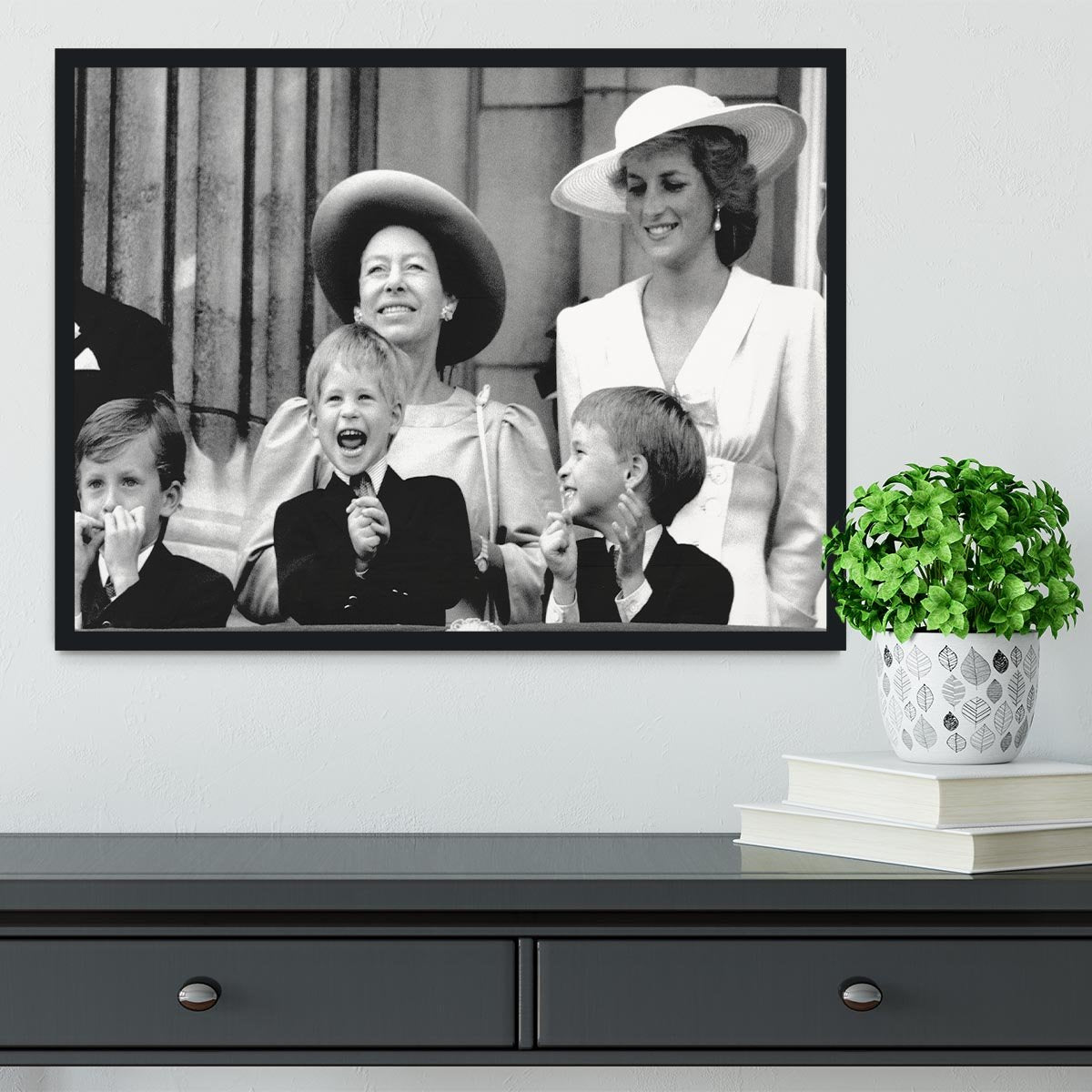 Princess Diana with Prince Harry watching Trooping the Colour Framed Print - Canvas Art Rocks - 2