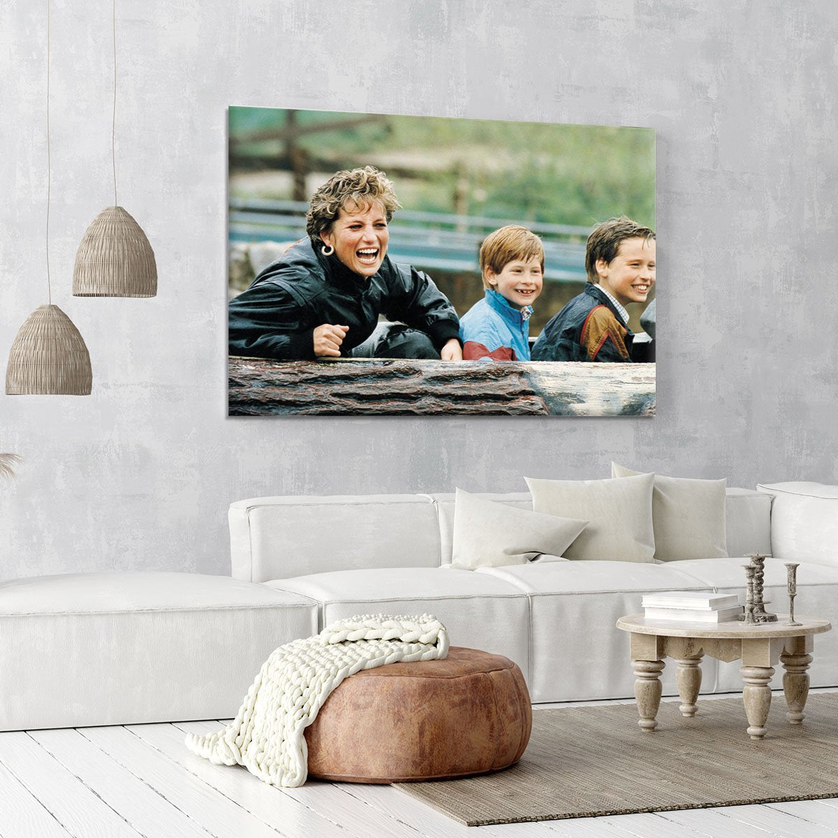 Princess Diana with Prince William and Prince Harry on ride Canvas Print or Poster