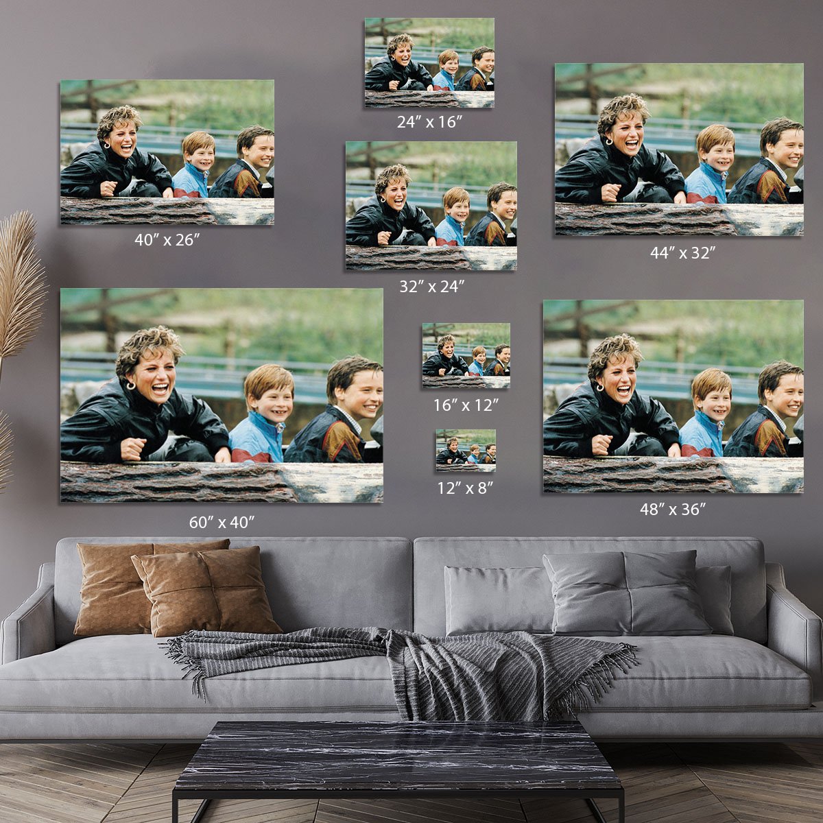 Princess Diana with Prince William and Prince Harry on ride Canvas Print or Poster