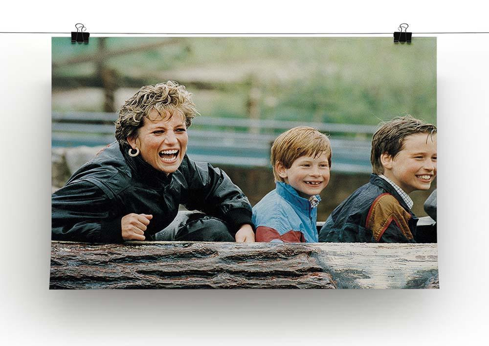 Princess Diana with Prince William and Prince Harry on ride Canvas Print or Poster - Canvas Art Rocks - 2