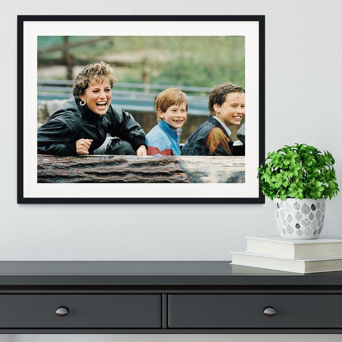 Princess Diana with Prince William and Prince Harry on ride Framed Print - Canvas Art Rocks - 1