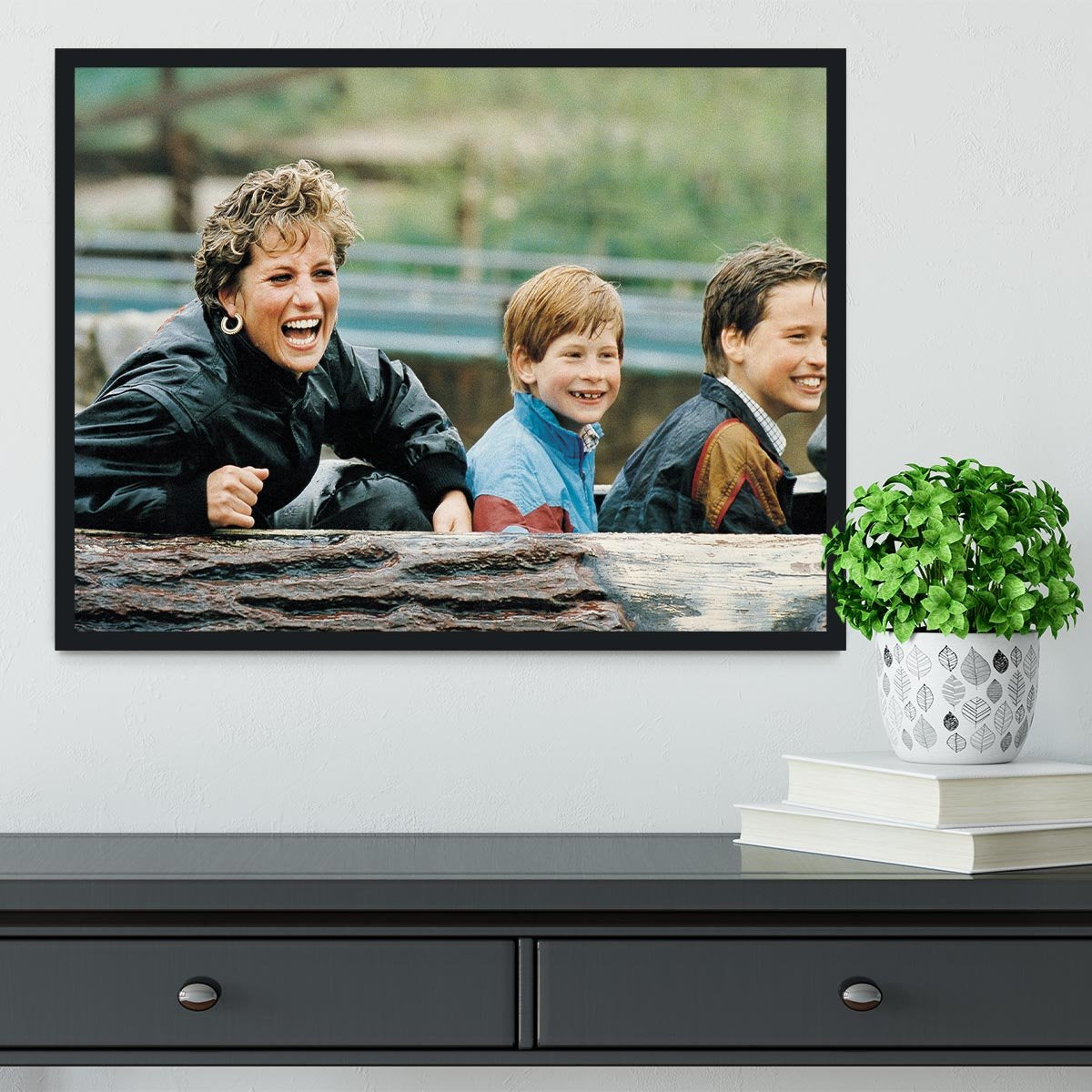 Princess Diana with Prince William and Prince Harry on ride Framed Print - Canvas Art Rocks - 2