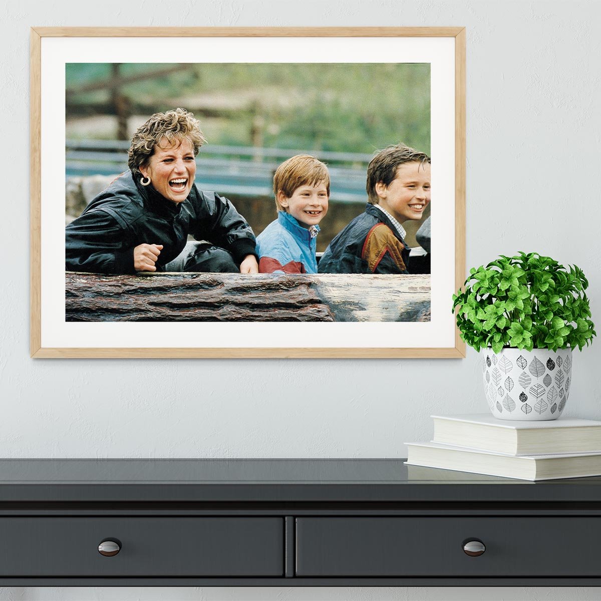 Princess Diana with Prince William and Prince Harry on ride Framed Print - Canvas Art Rocks - 3