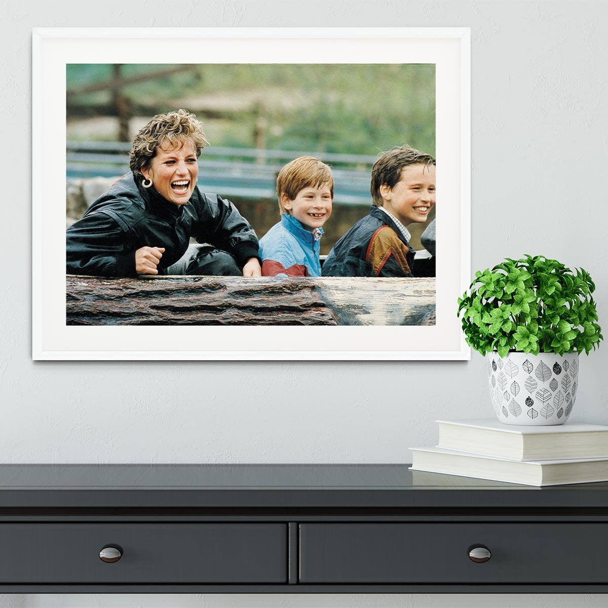 Princess Diana with Prince William and Prince Harry on ride Framed Print - Canvas Art Rocks - 5
