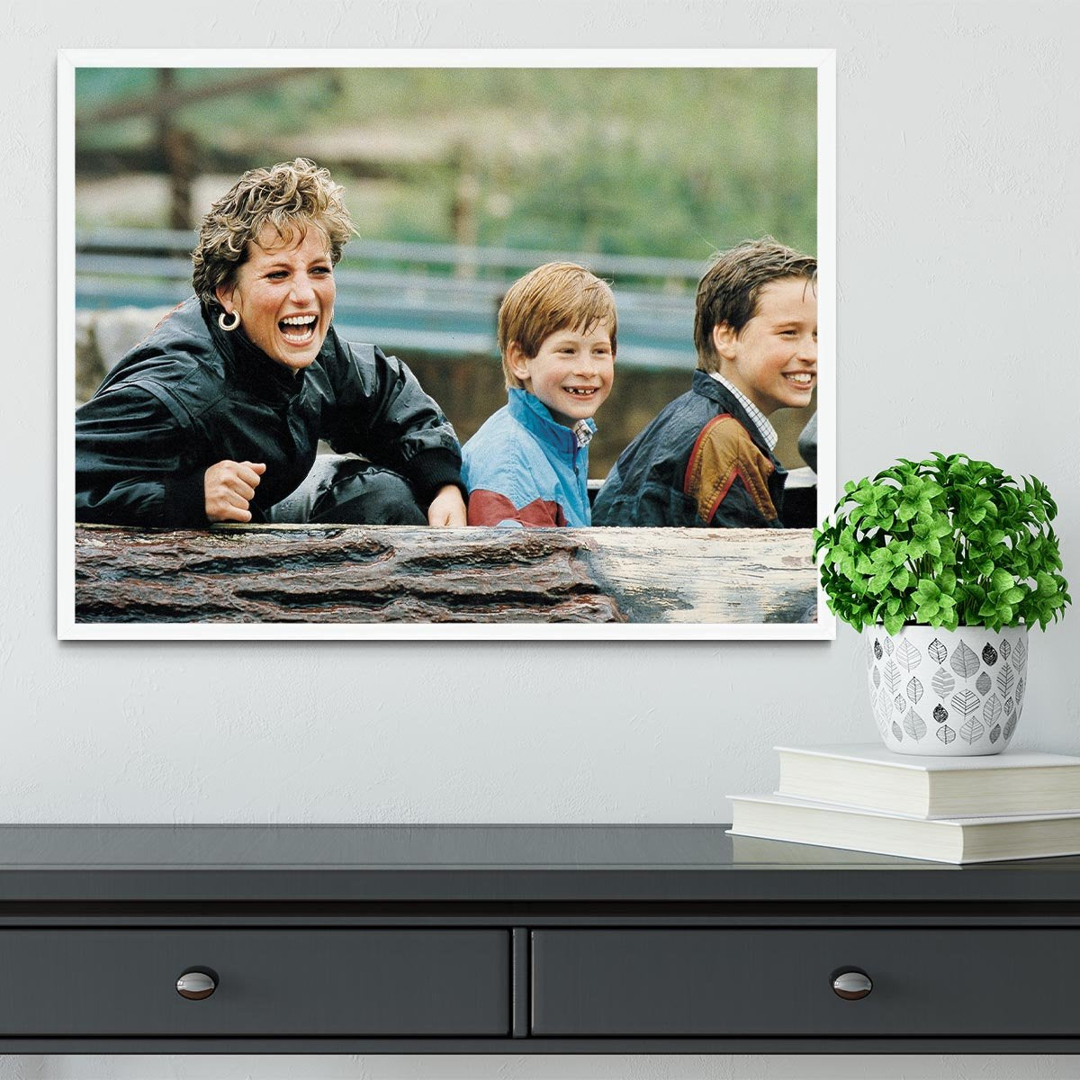 Princess Diana with Prince William and Prince Harry on ride Framed Print - Canvas Art Rocks -6