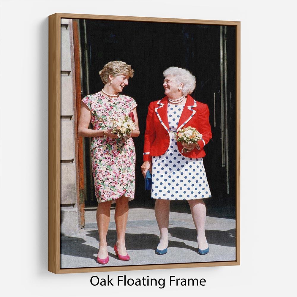 Princess Diana with US First Lady Barbara Bush Floating Frame Canvas