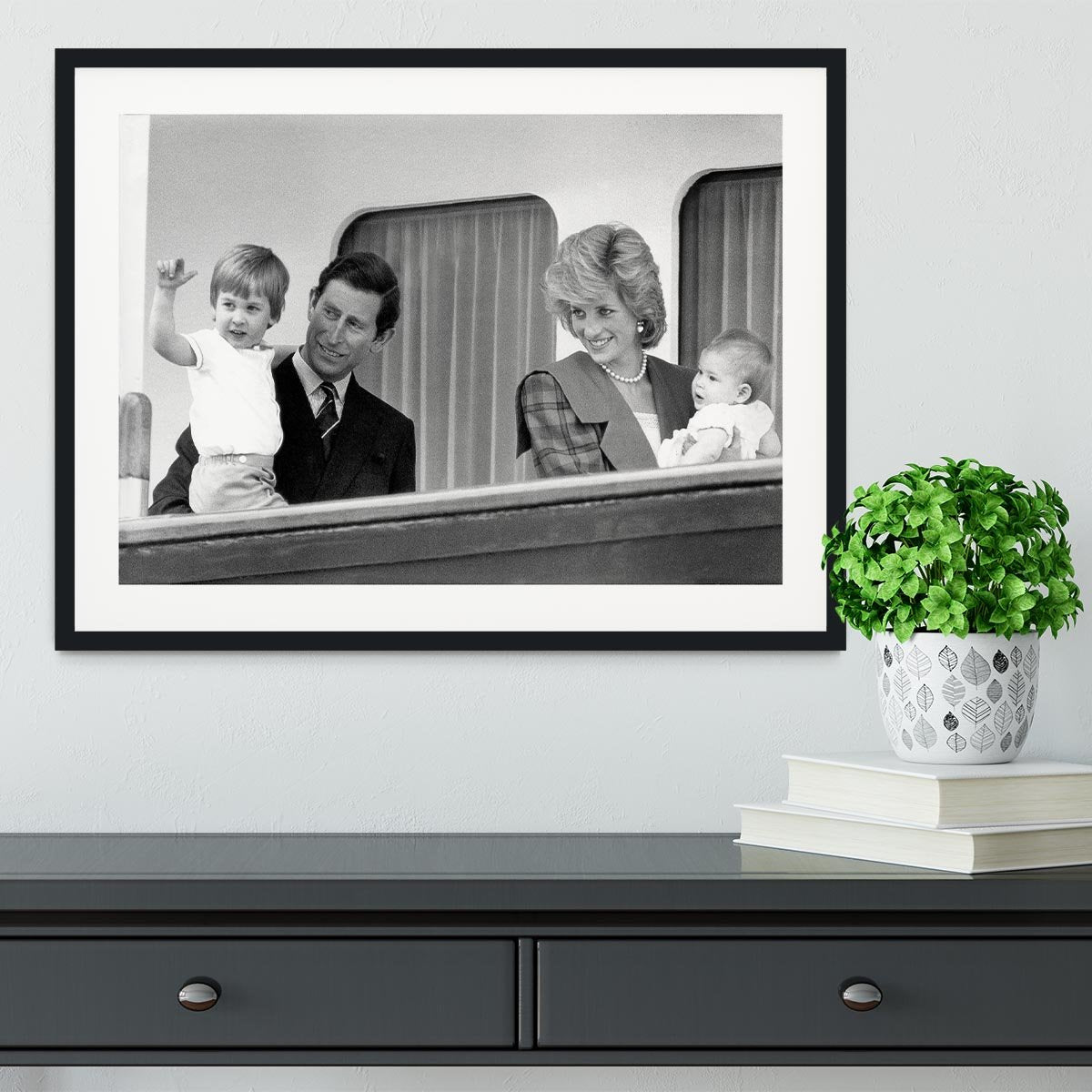 Princess Diana with family aboard the Royal Yacht Britannia Framed Print - Canvas Art Rocks - 1