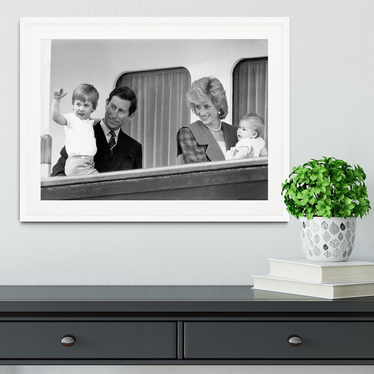Princess Diana with family aboard the Royal Yacht Britannia Framed Print - Canvas Art Rocks - 5