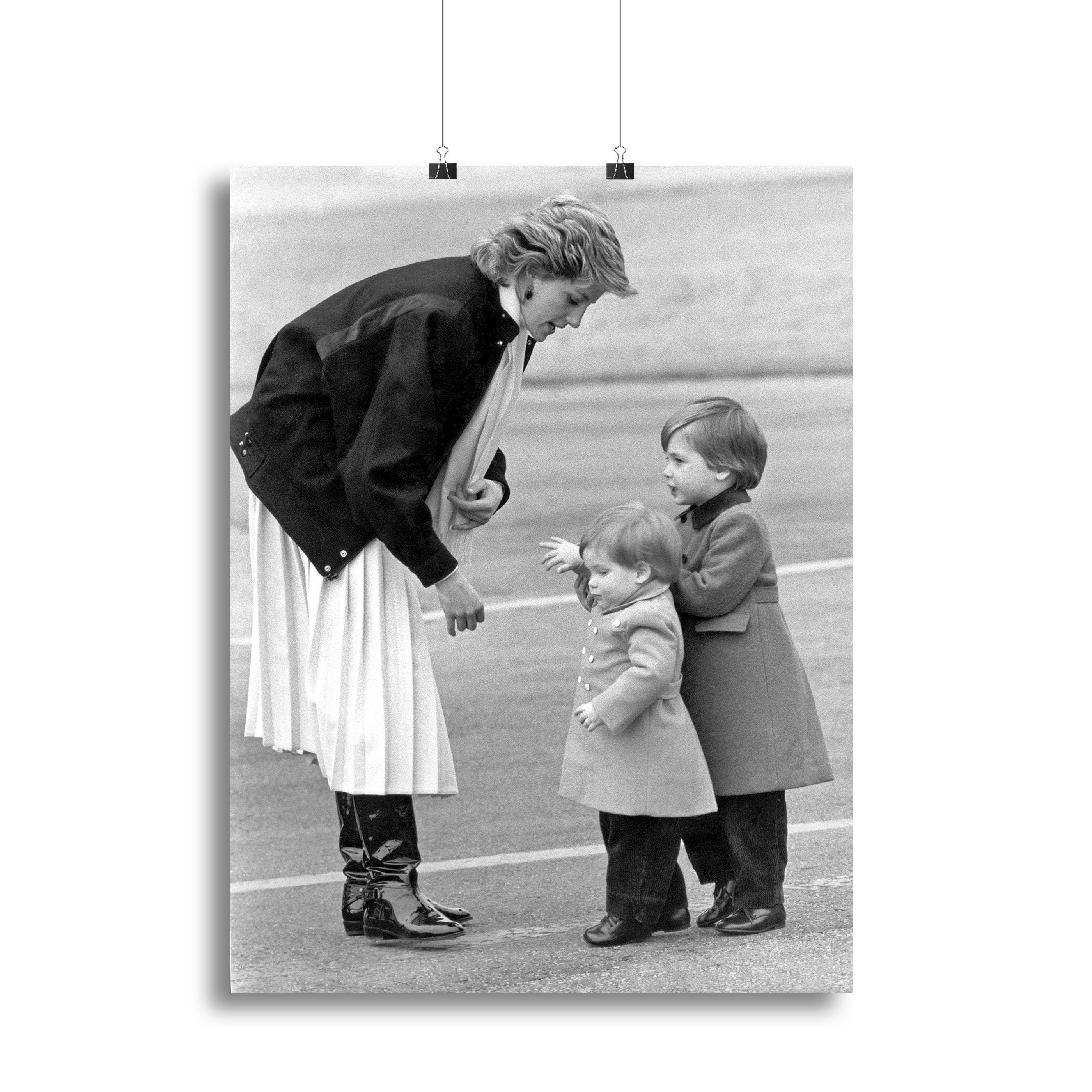 Princess Diana with little Prince Harry and Prince William Canvas Print or Poster