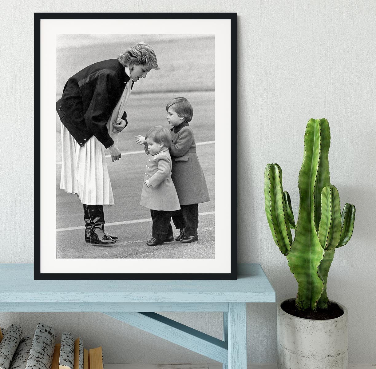 Princess Diana with little Prince Harry and Prince William Framed Print - Canvas Art Rocks - 1