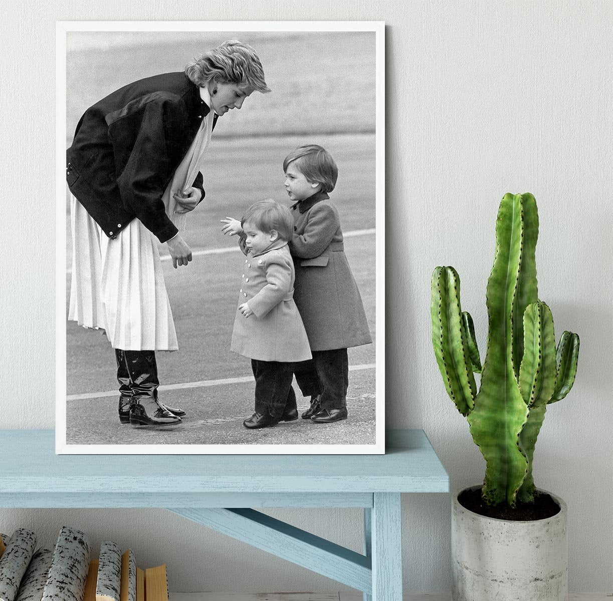 Princess Diana with little Prince Harry and Prince William Framed Print - Canvas Art Rocks -6