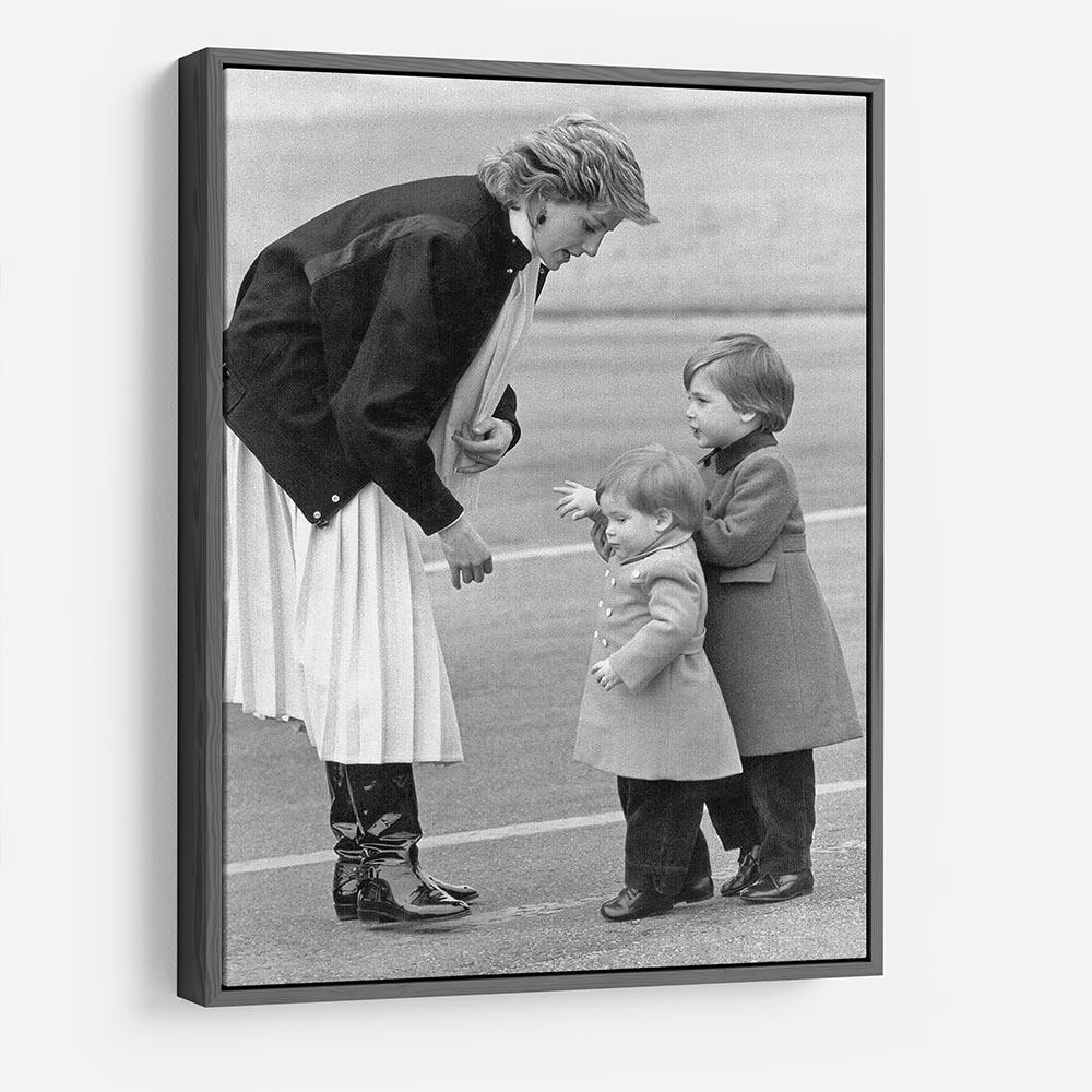 Princess Diana with little Prince Harry and Prince William HD Metal Print
