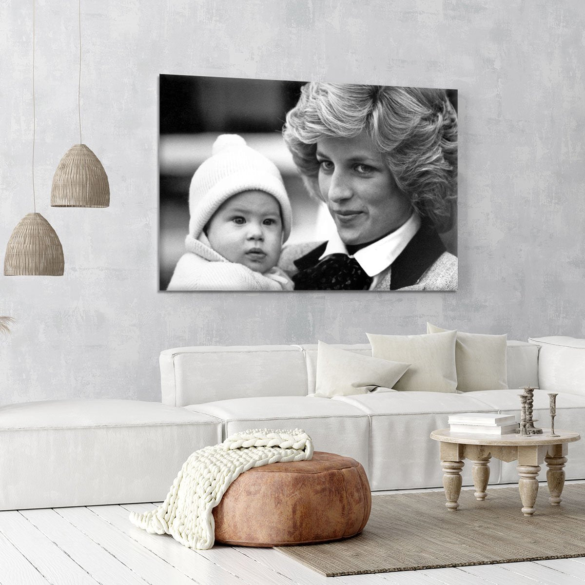 Princess Diana with six month old Prince Harry Canvas Print or Poster