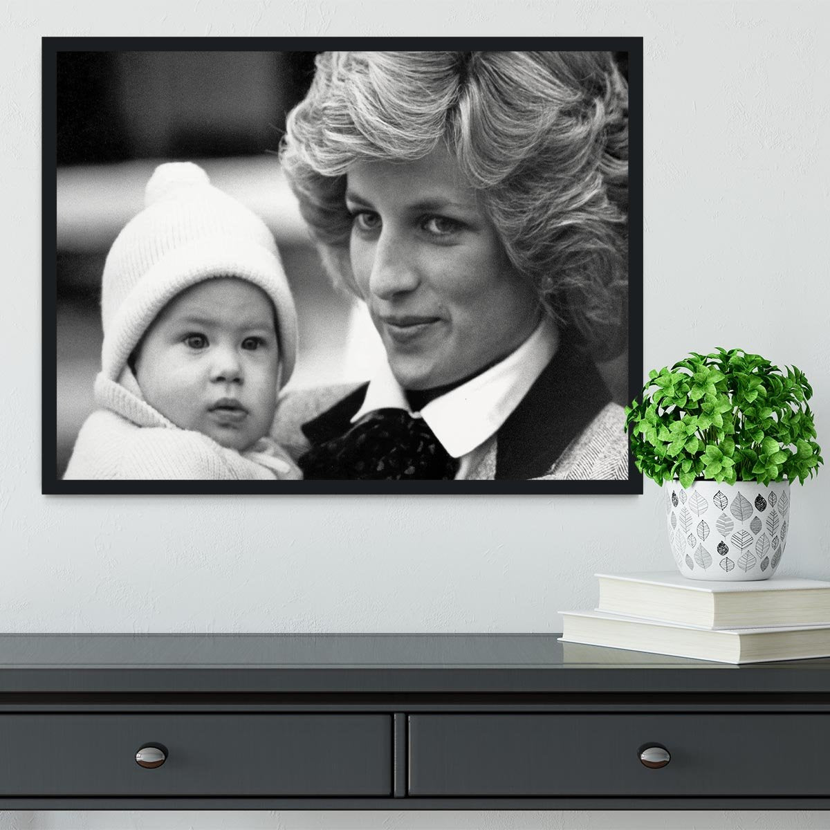 Princess Diana with six month old Prince Harry Framed Print - Canvas Art Rocks - 2
