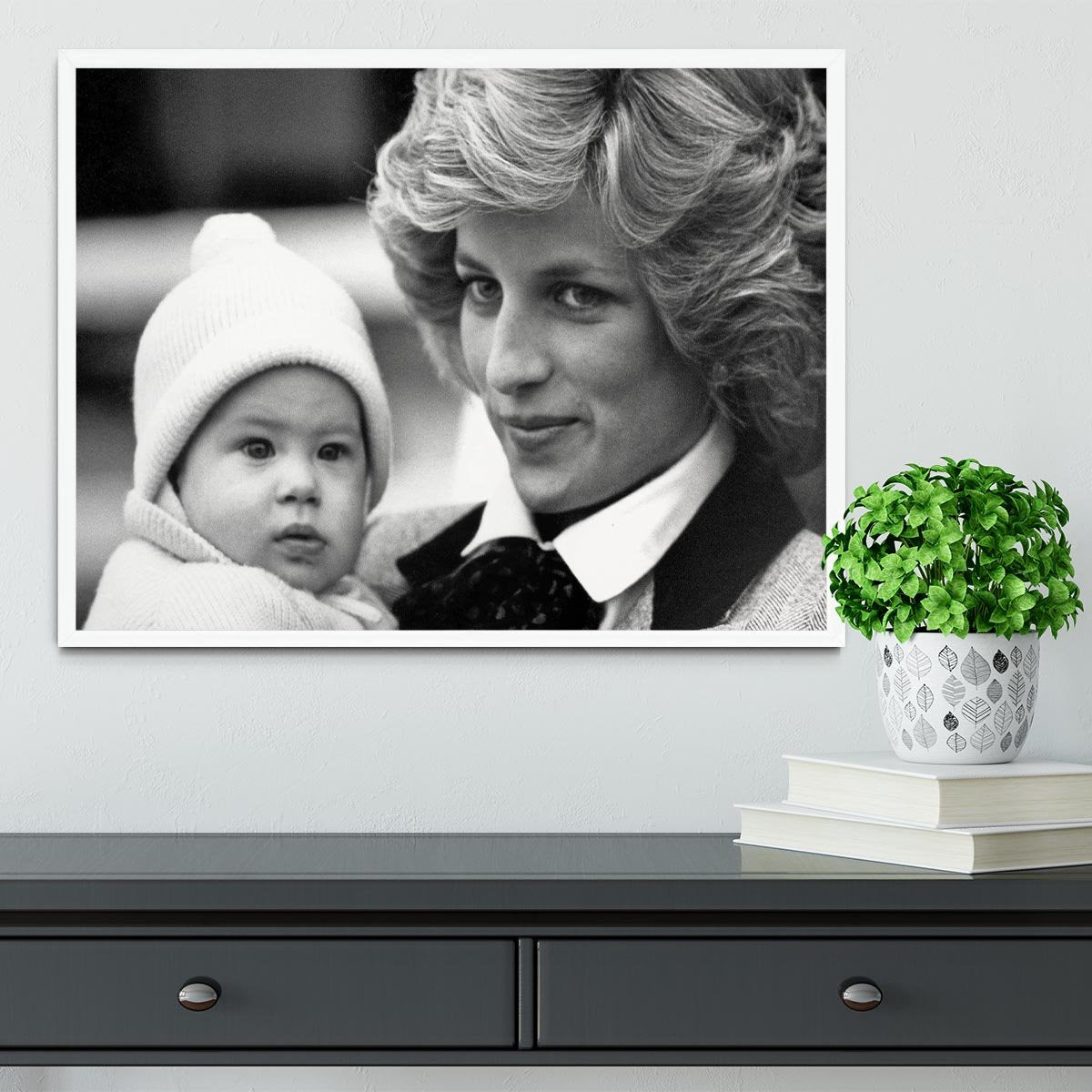 Princess Diana with six month old Prince Harry Framed Print - Canvas Art Rocks -6