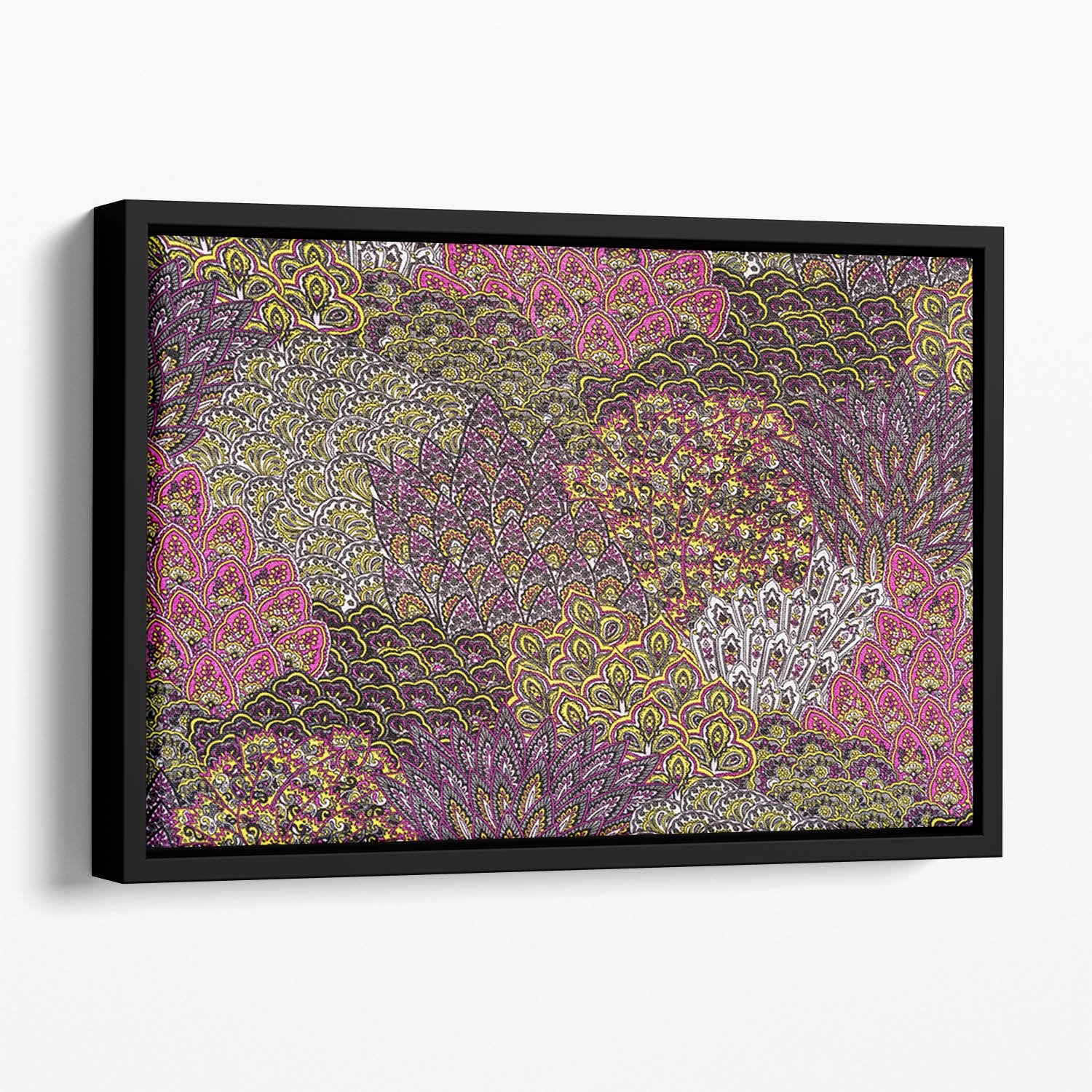 Print fabric striped feathers Floating Framed Canvas