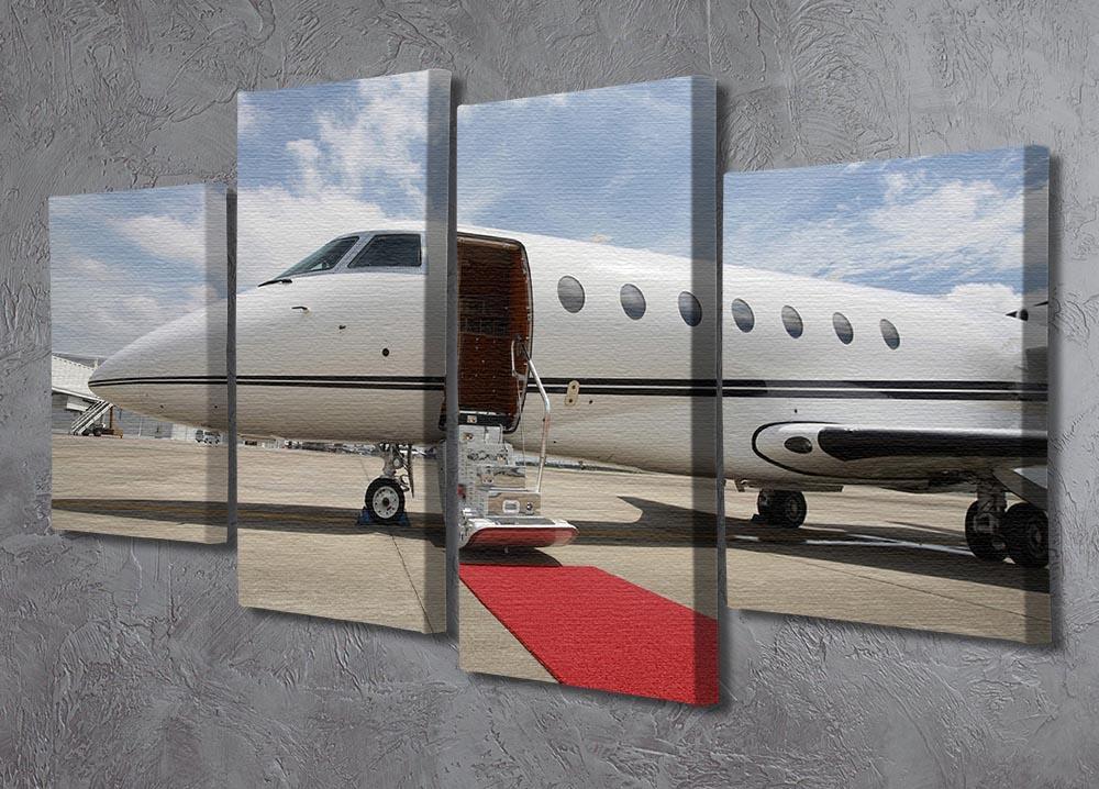 Private airplane with red carpet 4 Split Panel Canvas  - Canvas Art Rocks - 2