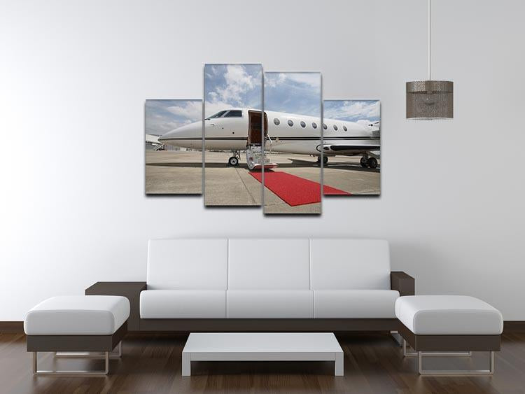 Private airplane with red carpet 4 Split Panel Canvas  - Canvas Art Rocks - 3