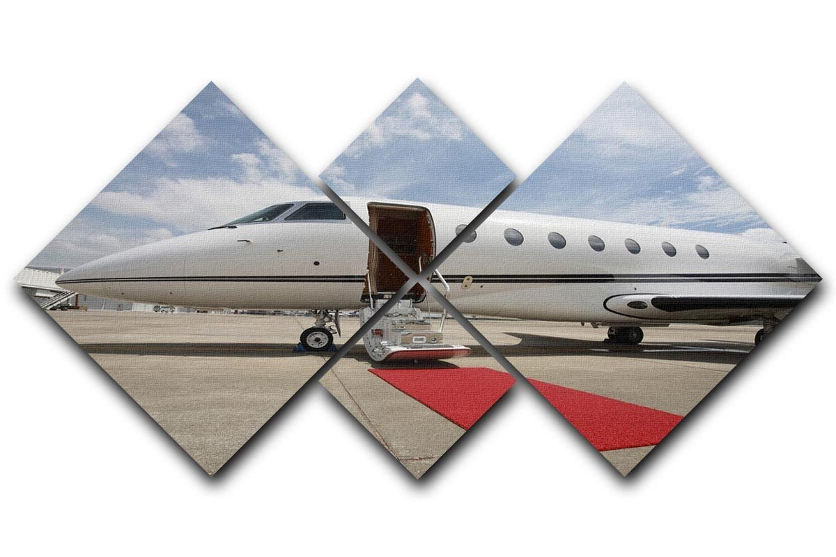 Private airplane with red carpet 4 Square Multi Panel Canvas  - Canvas Art Rocks - 1