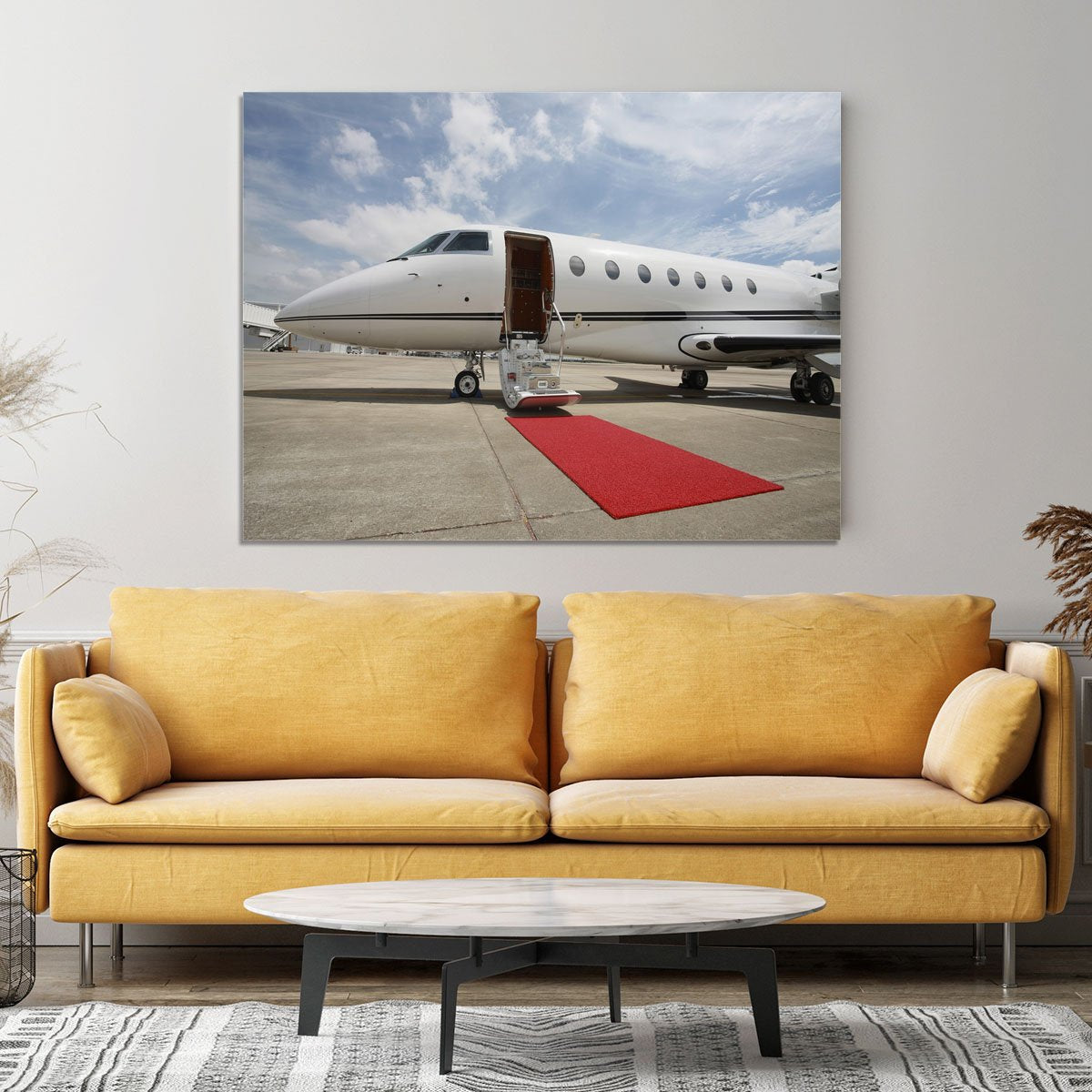 Private airplane with red carpet Canvas Print or Poster