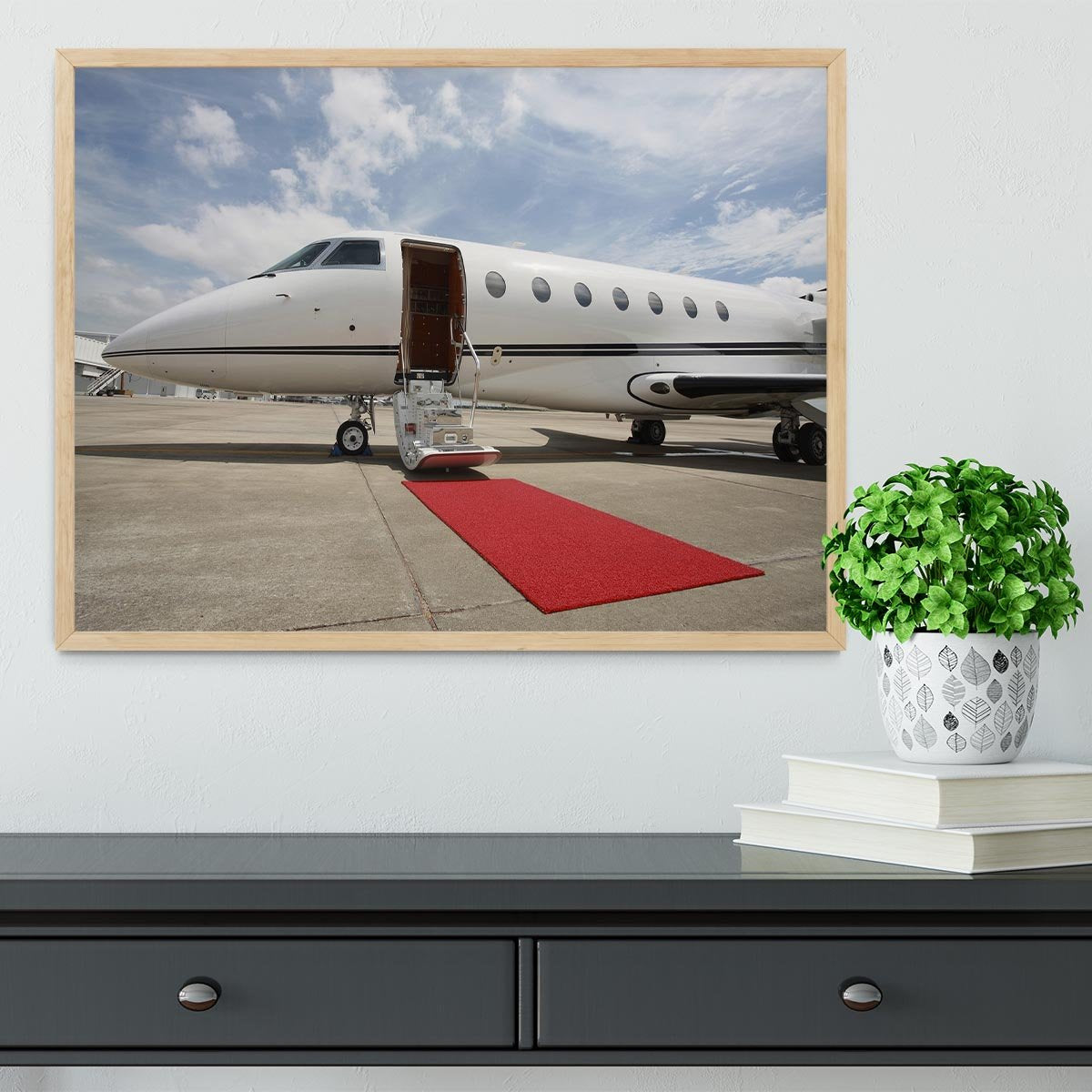 Private airplane with red carpet Framed Print - Canvas Art Rocks - 4
