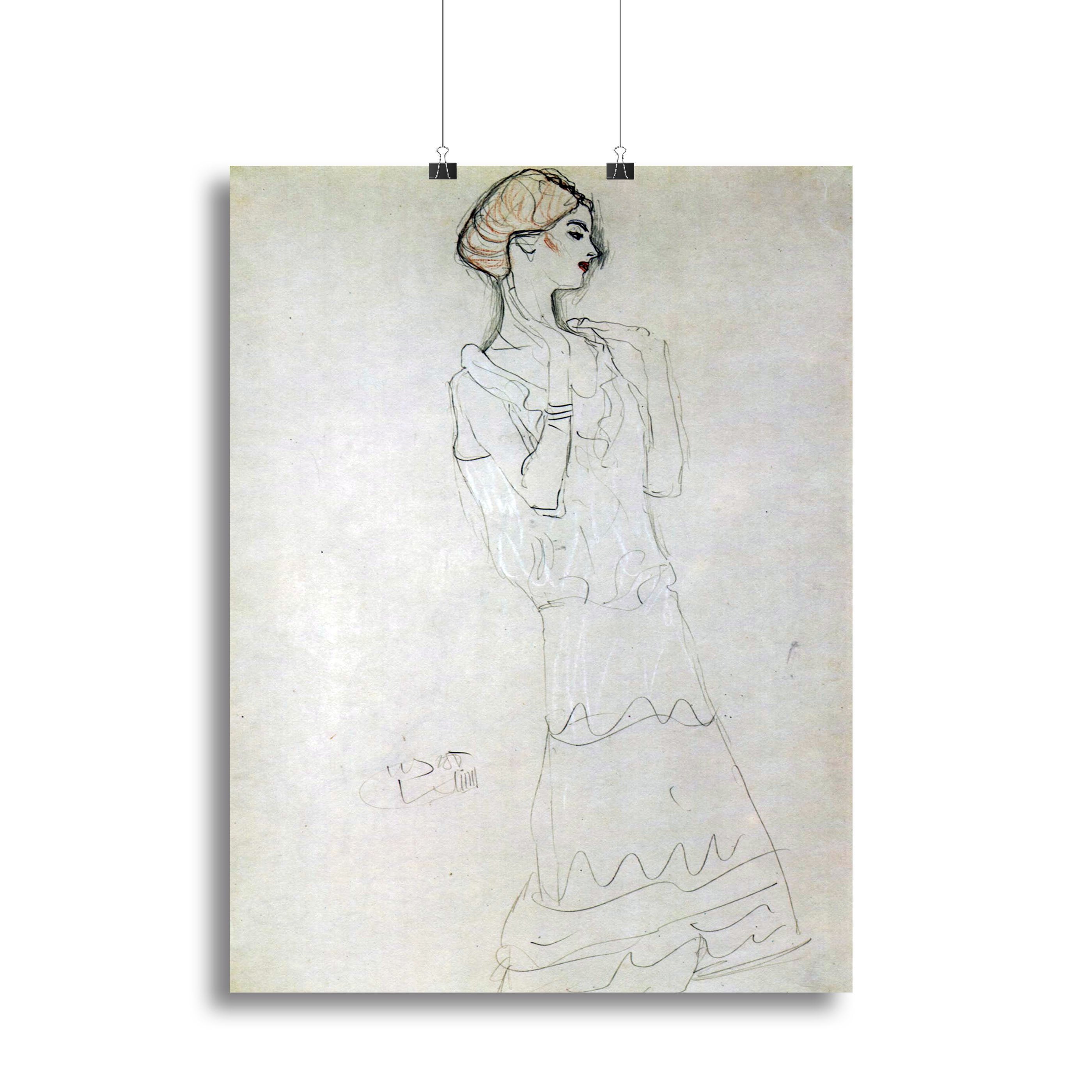 Profile standing female figure with raised arms by Klimt Canvas Print or Poster