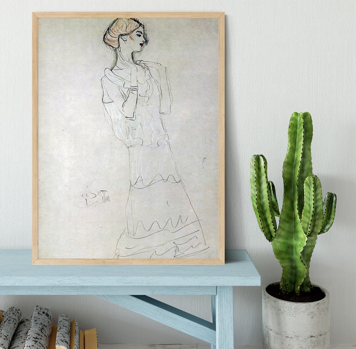 Profile standing female figure with raised arms by Klimt Framed Print - Canvas Art Rocks - 4