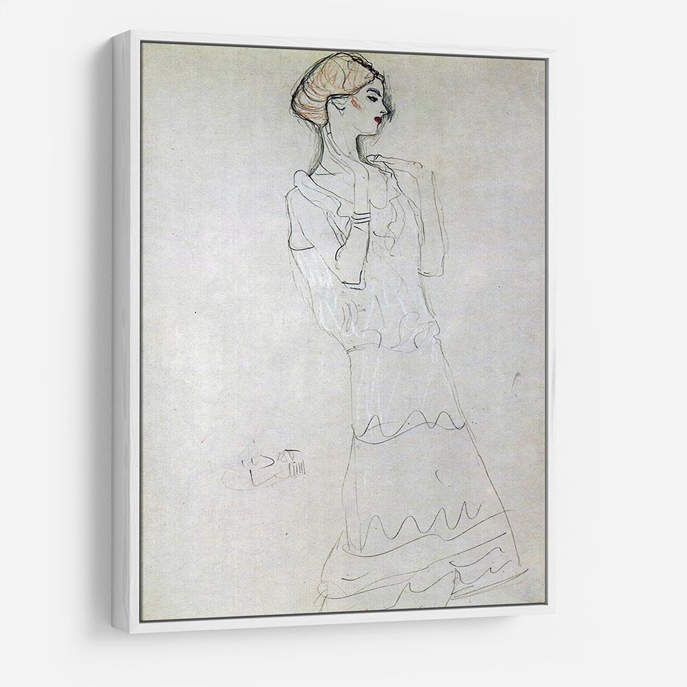 Profile standing female figure with raised arms by Klimt HD Metal Print
