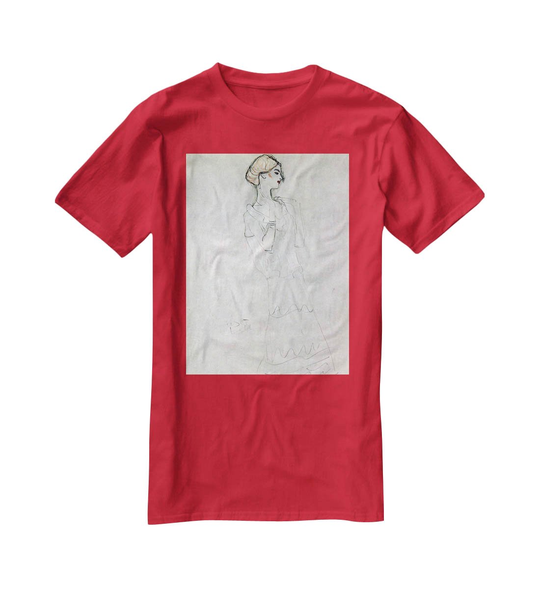 Profile standing female figure with raised arms by Klimt T-Shirt - Canvas Art Rocks - 4