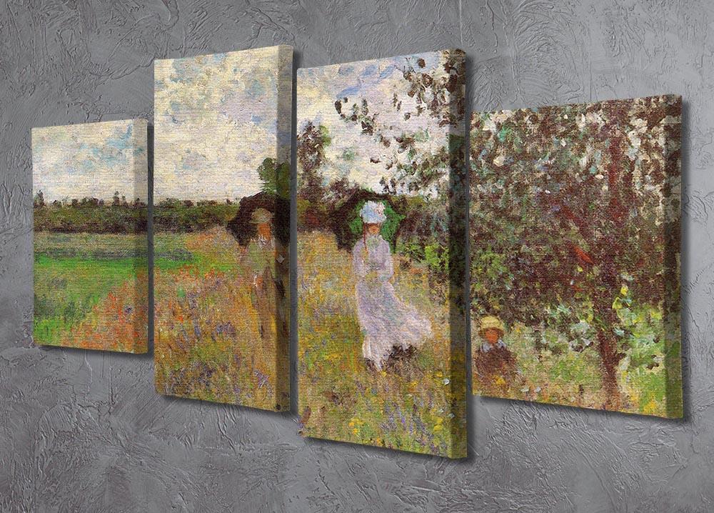 Promenade a Argenteuil 1875 by Monet 4 Split Panel Canvas - Canvas Art Rocks - 2