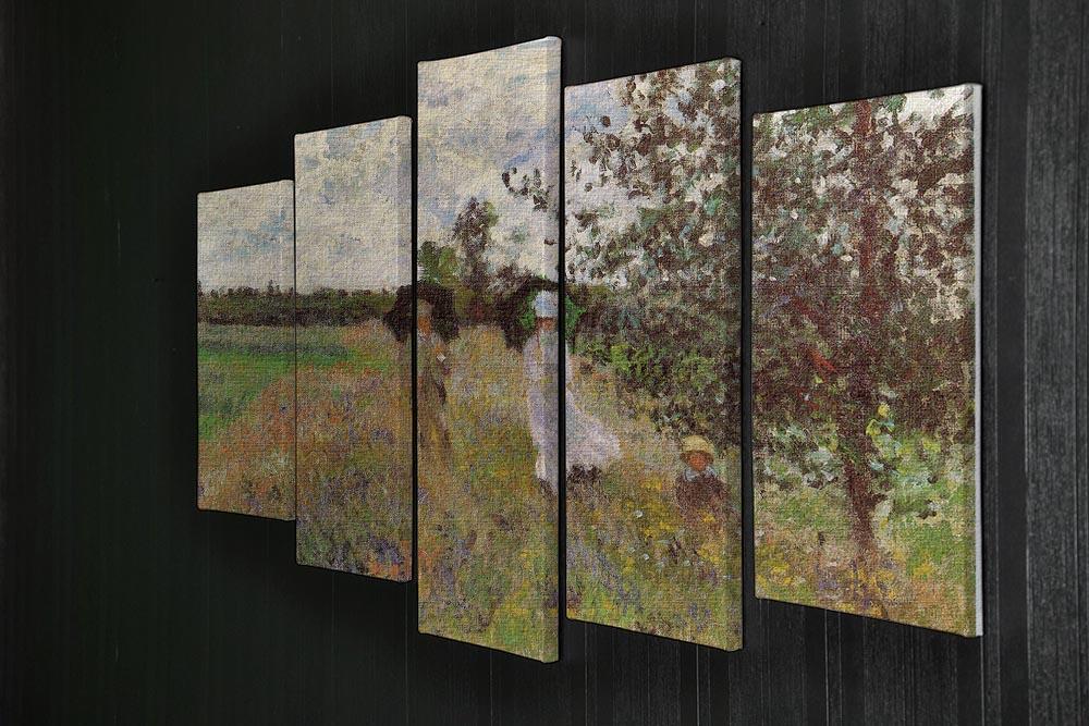 Promenade a Argenteuil 1875 by Monet 5 Split Panel Canvas - Canvas Art Rocks - 2